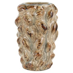 Axel Salto for Royal Copenhagen Vase with Modeled Relief + Sung Glaze 1970s