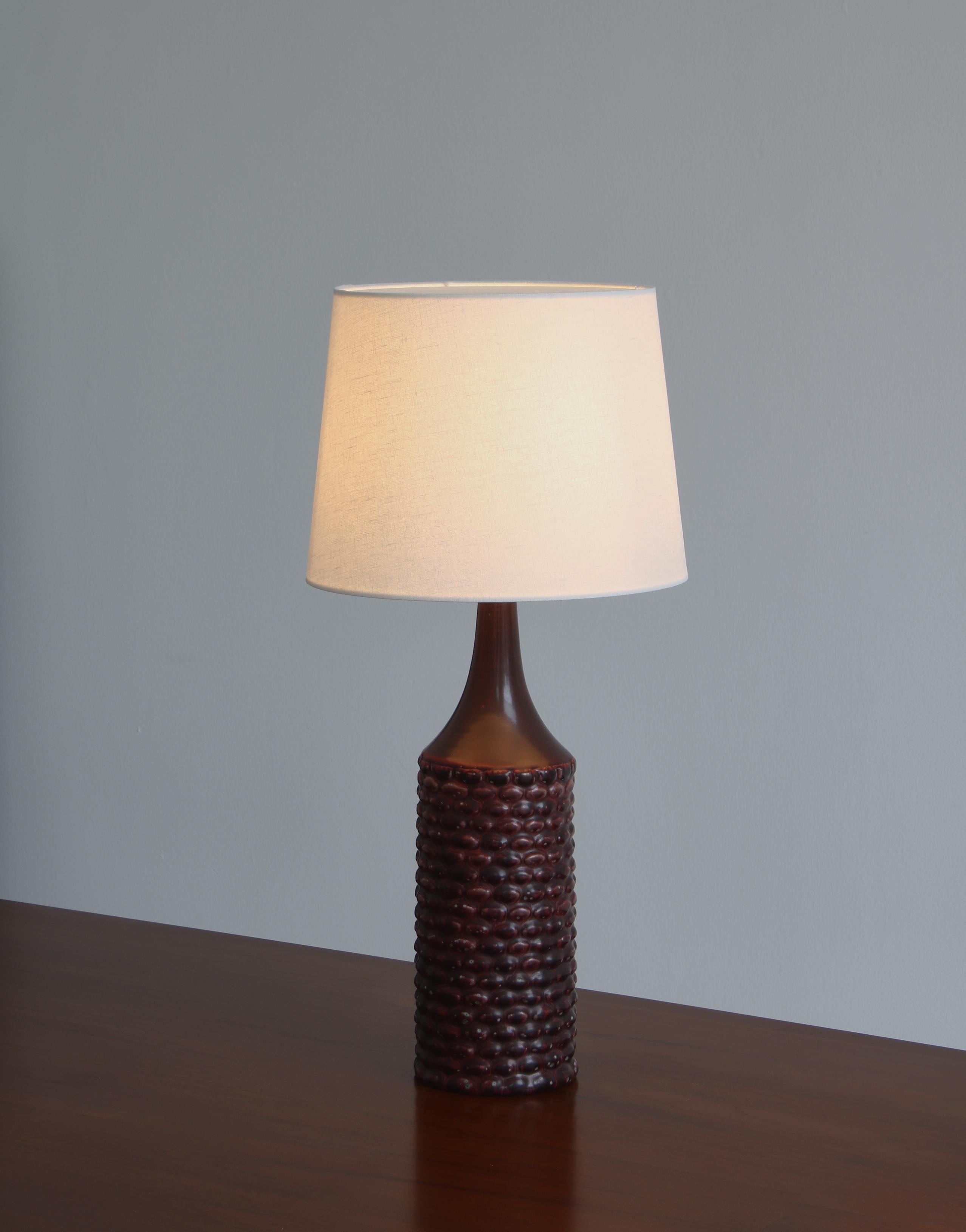 Scandinavian Modern Axel Salto Large Table Lamp in Oxblood Glaze from Royal Copenhagen, 1958 For Sale
