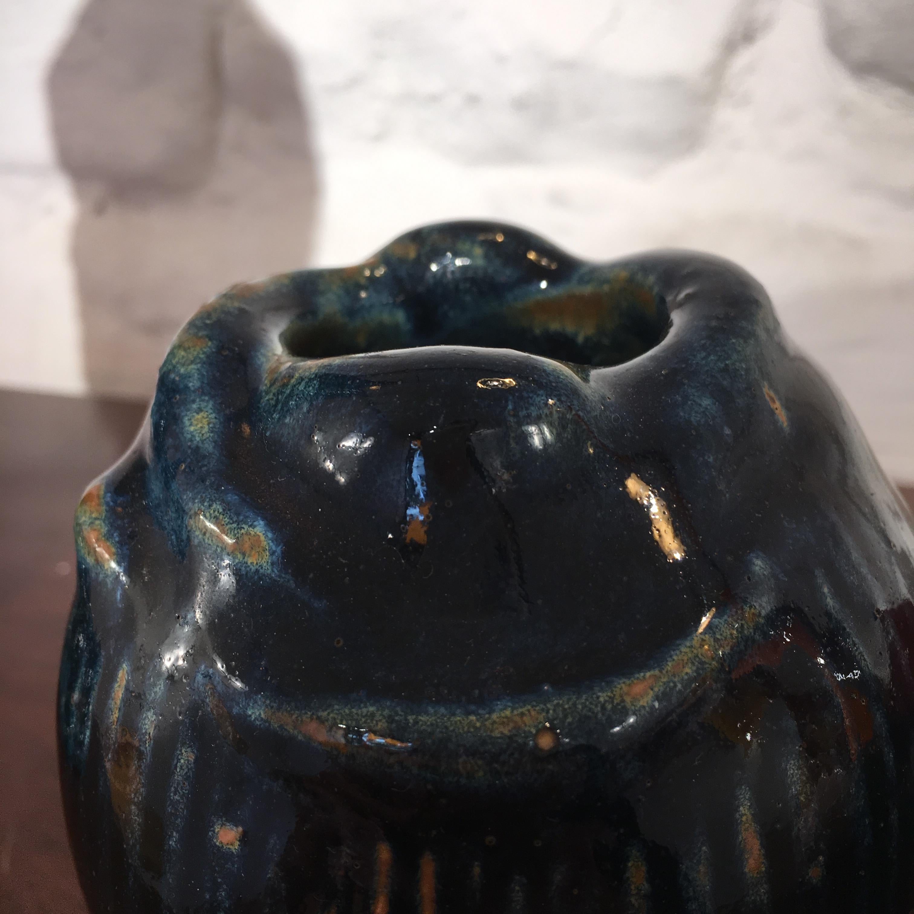 Axel Salto 's Vase Model 21451 in Deep Cobalt Blue Signed Salto Dated from 1957 For Sale 4
