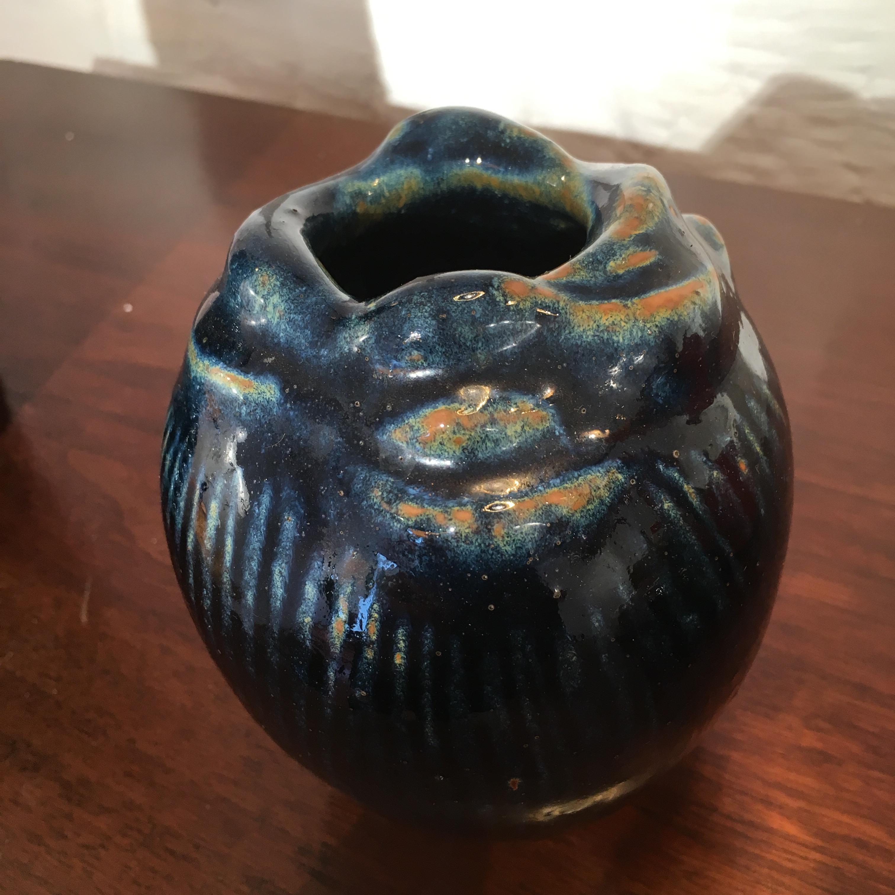 Mid-20th Century Axel Salto 's Vase Model 21451 in Deep Cobalt Blue Signed Salto Dated from 1957 For Sale