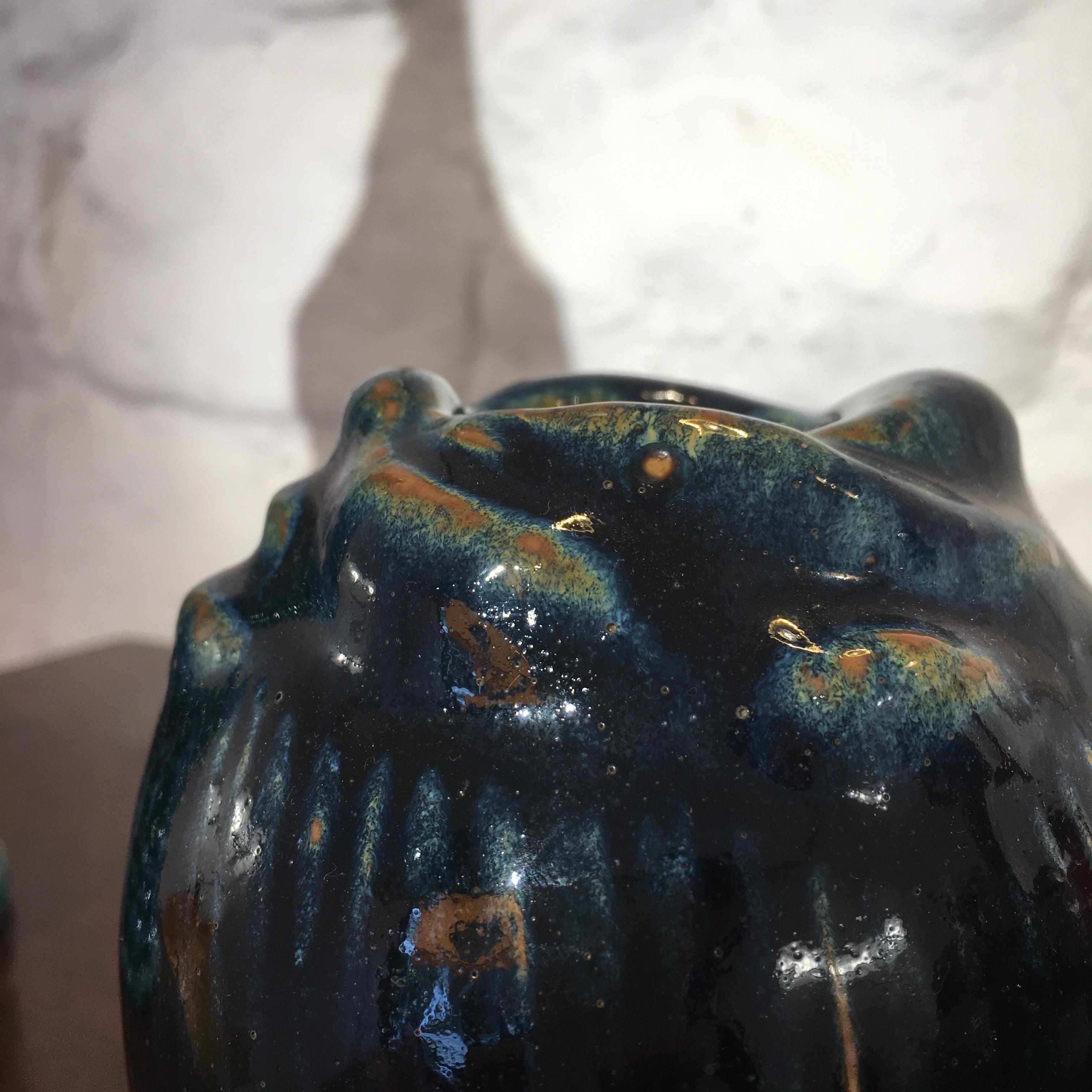 Axel Salto 's Vase Model 21451 in Deep Cobalt Blue Signed Salto Dated from 1957 For Sale 1