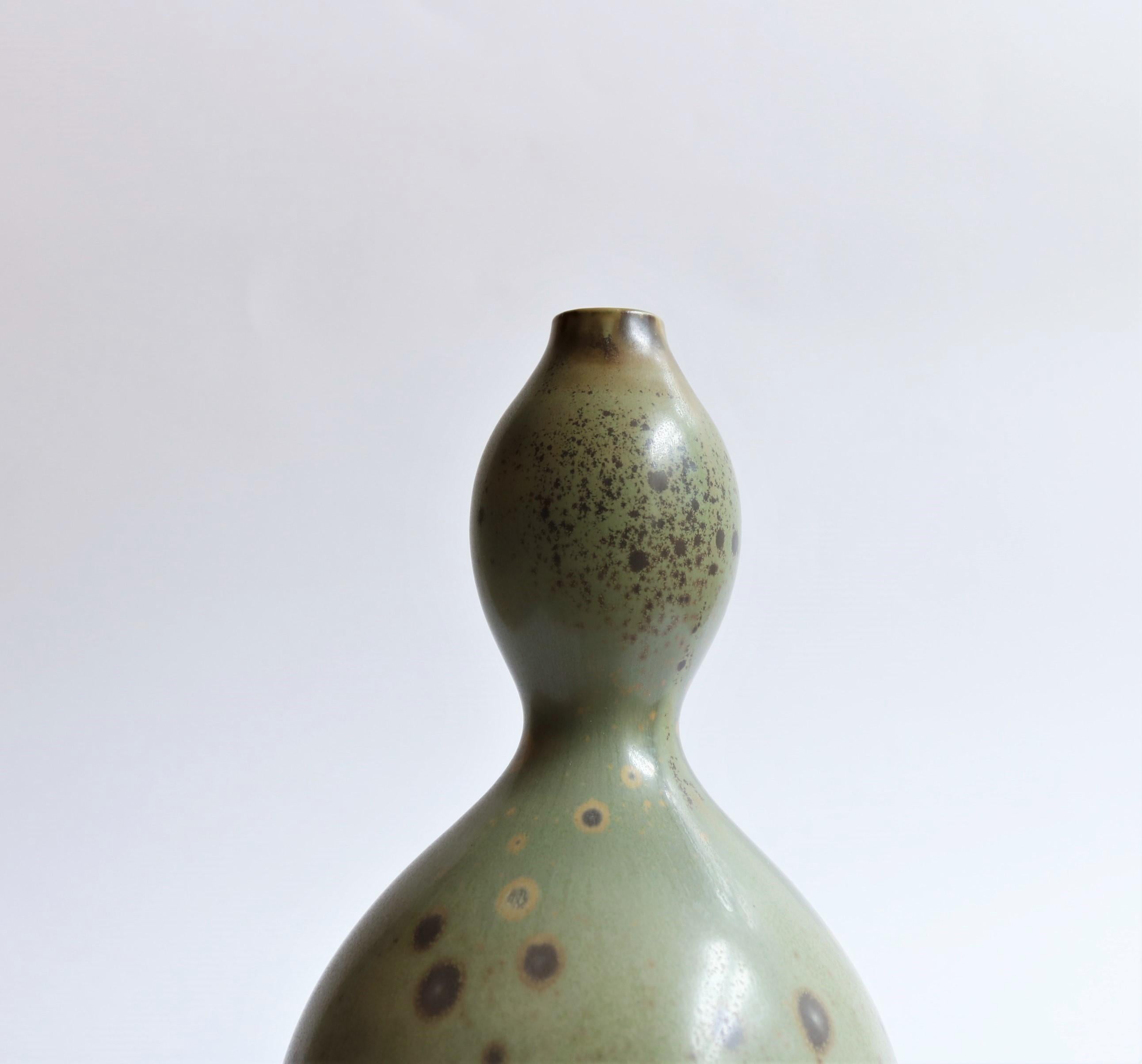 Scandinavian Modern Axel Salto Stoneware Vase with Green Glaze for Royal Copenhagen