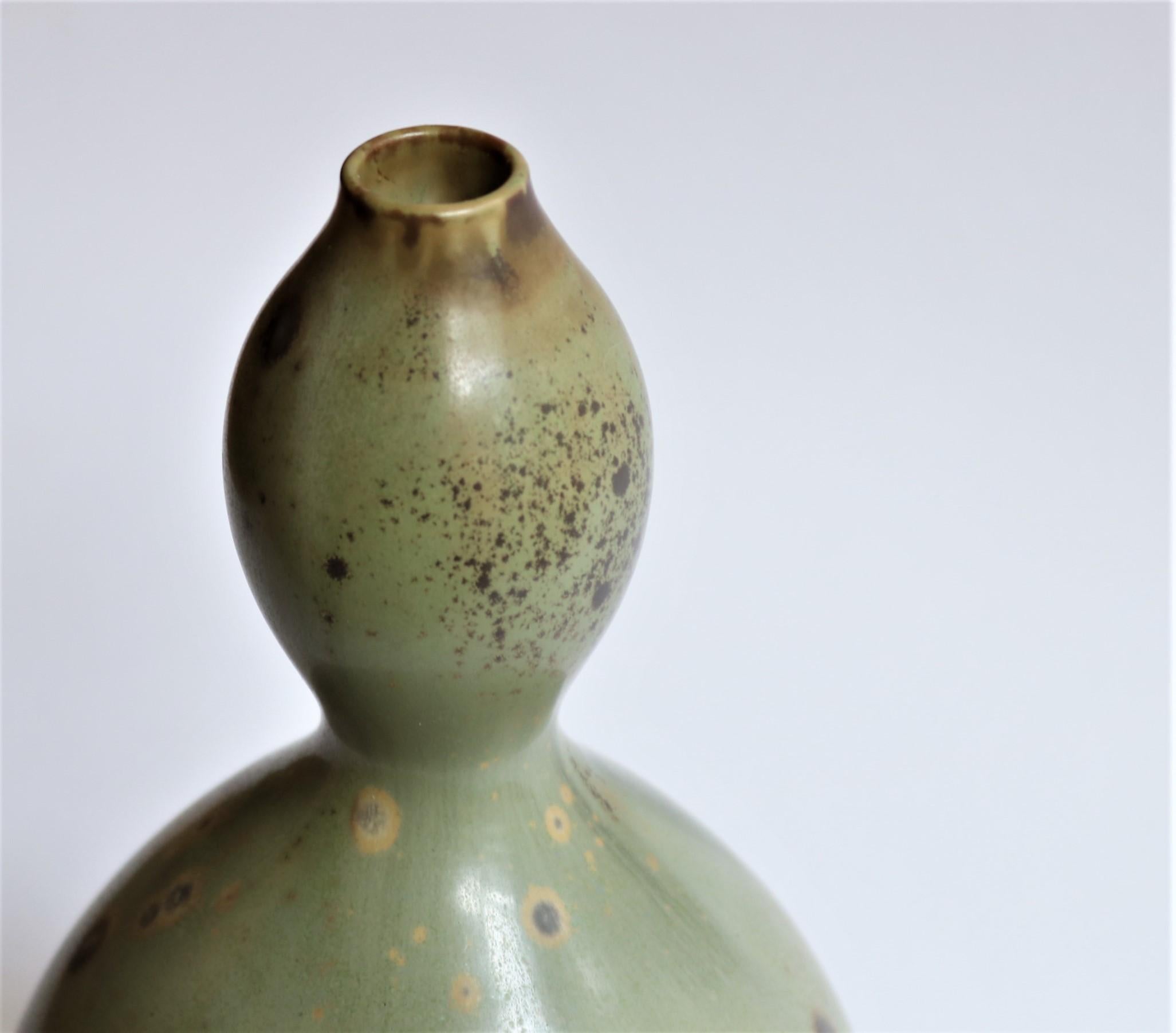 Danish Axel Salto Stoneware Vase with Green Glaze for Royal Copenhagen