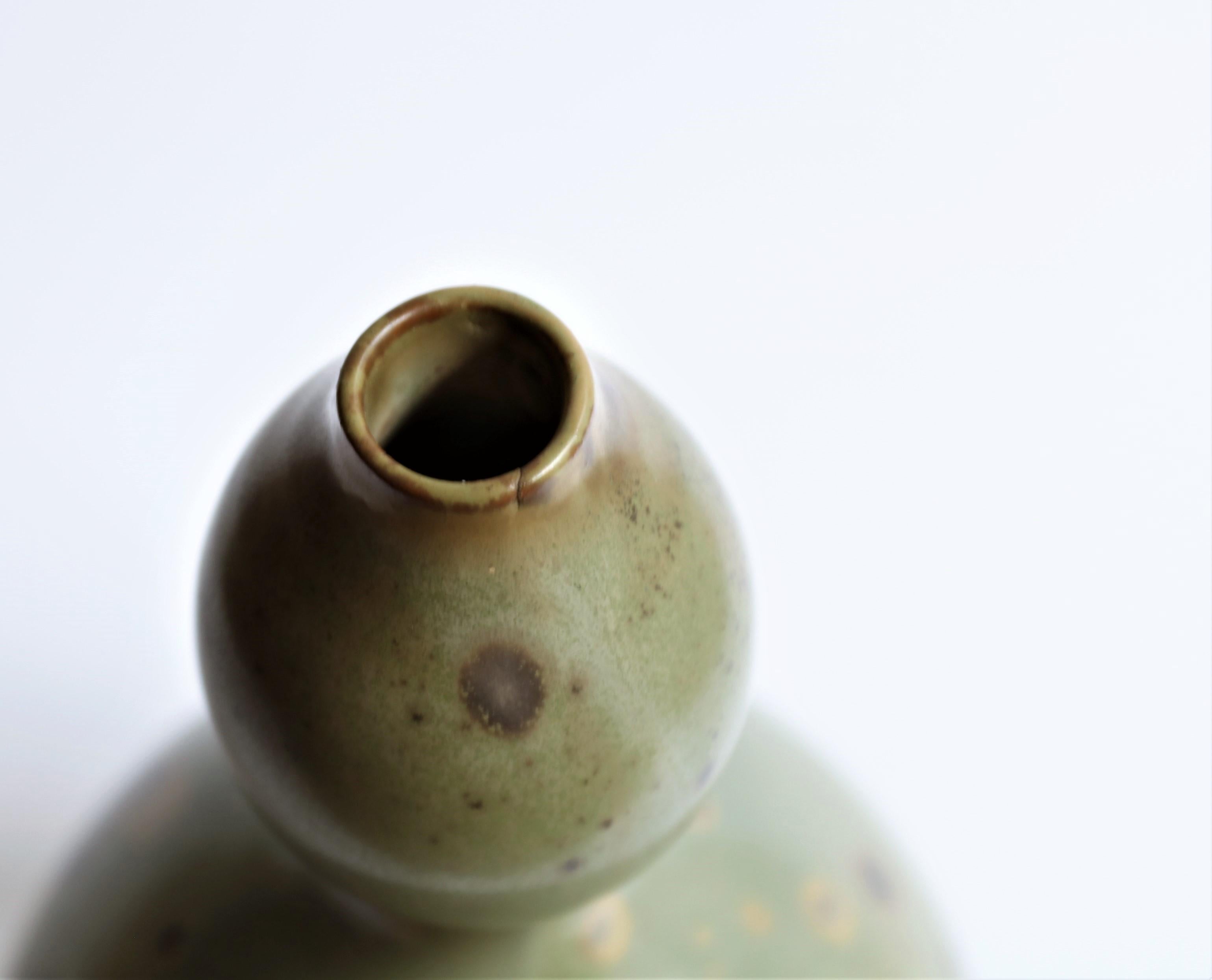 Axel Salto Stoneware Vase with Green Glaze for Royal Copenhagen In Good Condition In Odense, DK