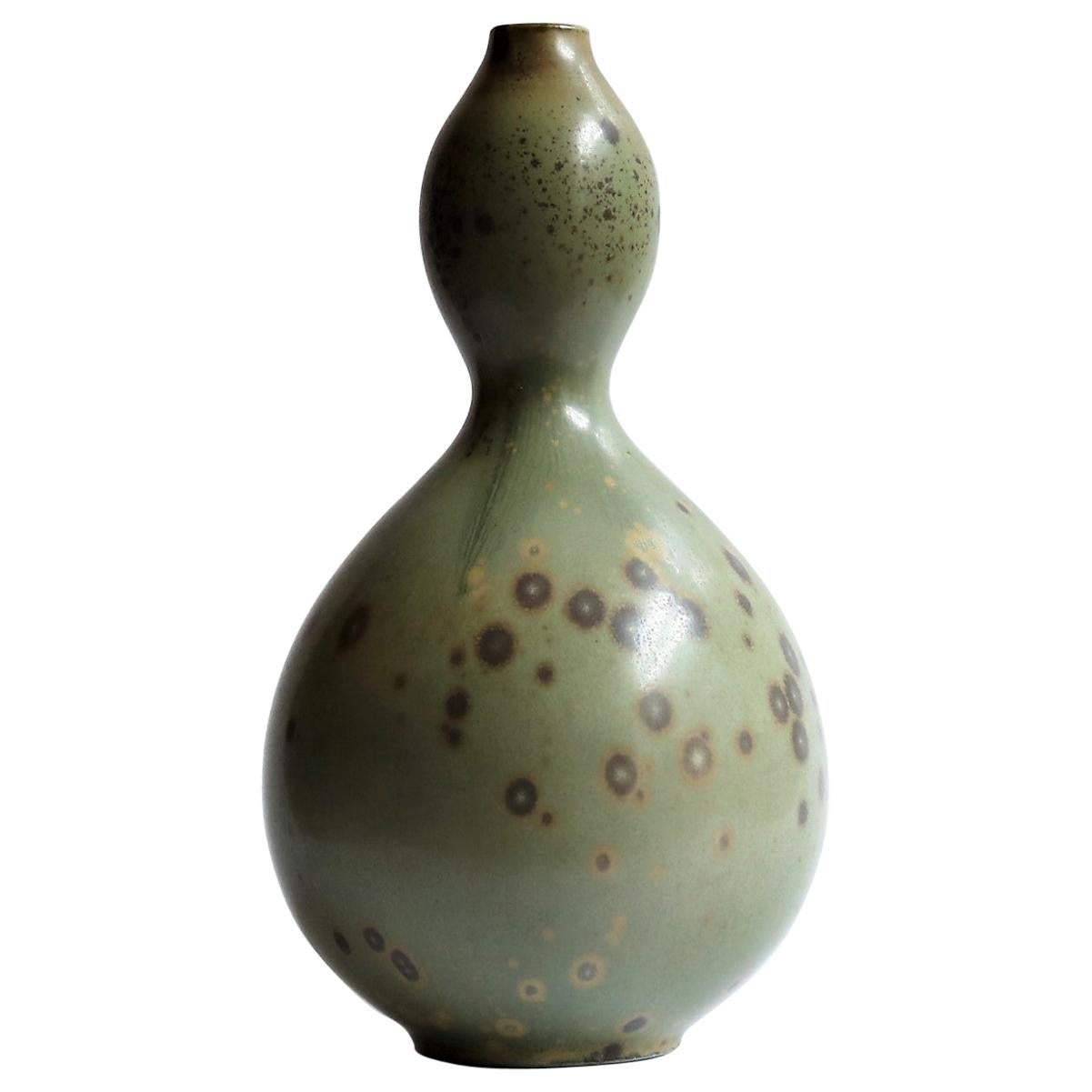 Axel Salto Stoneware Vase with Green Glaze for Royal Copenhagen