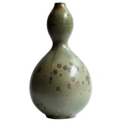 Axel Salto Stoneware Vase with Green Glaze for Royal Copenhagen