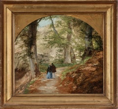 Morning Walk in the Forest - Oil on canvas 19th Century