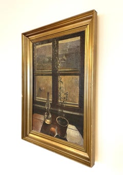 Axel Søeborg (1872-1939) exklusive antike Innenraummalerei mit Blick aus dem Fenster