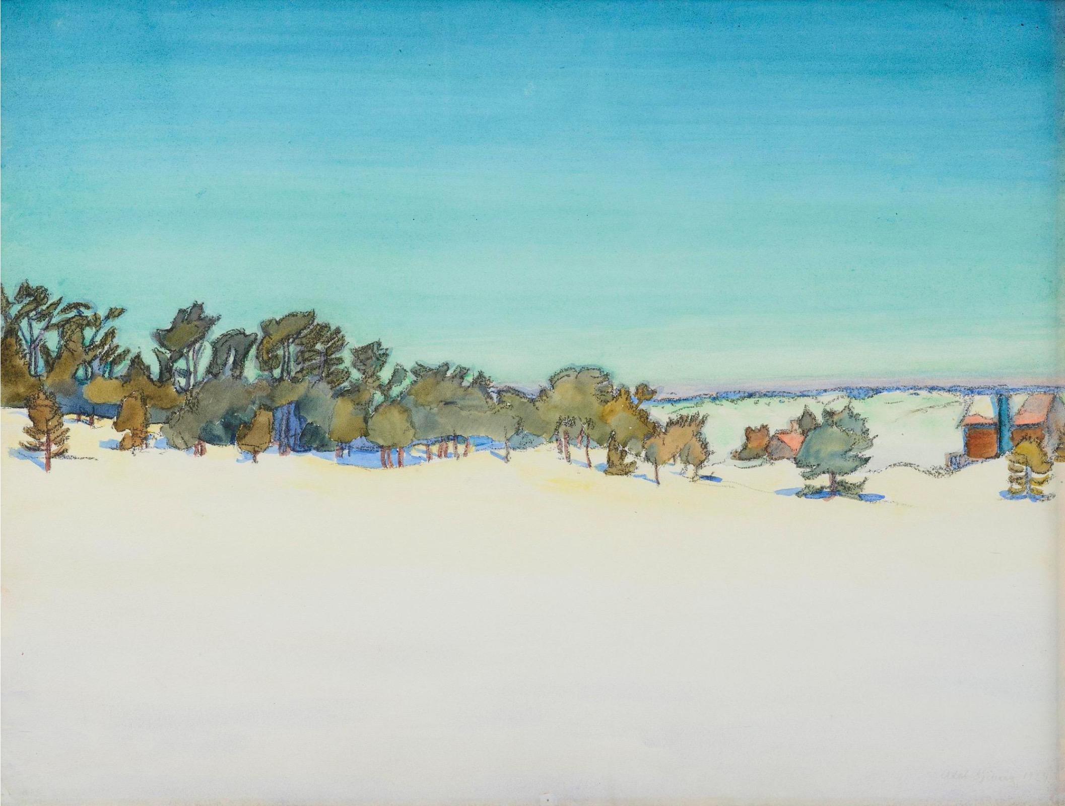 Sandhamn, schwedische Archipelago-Winterlandschaft (Land), Mixed Media Art, von Axel Sjöberg