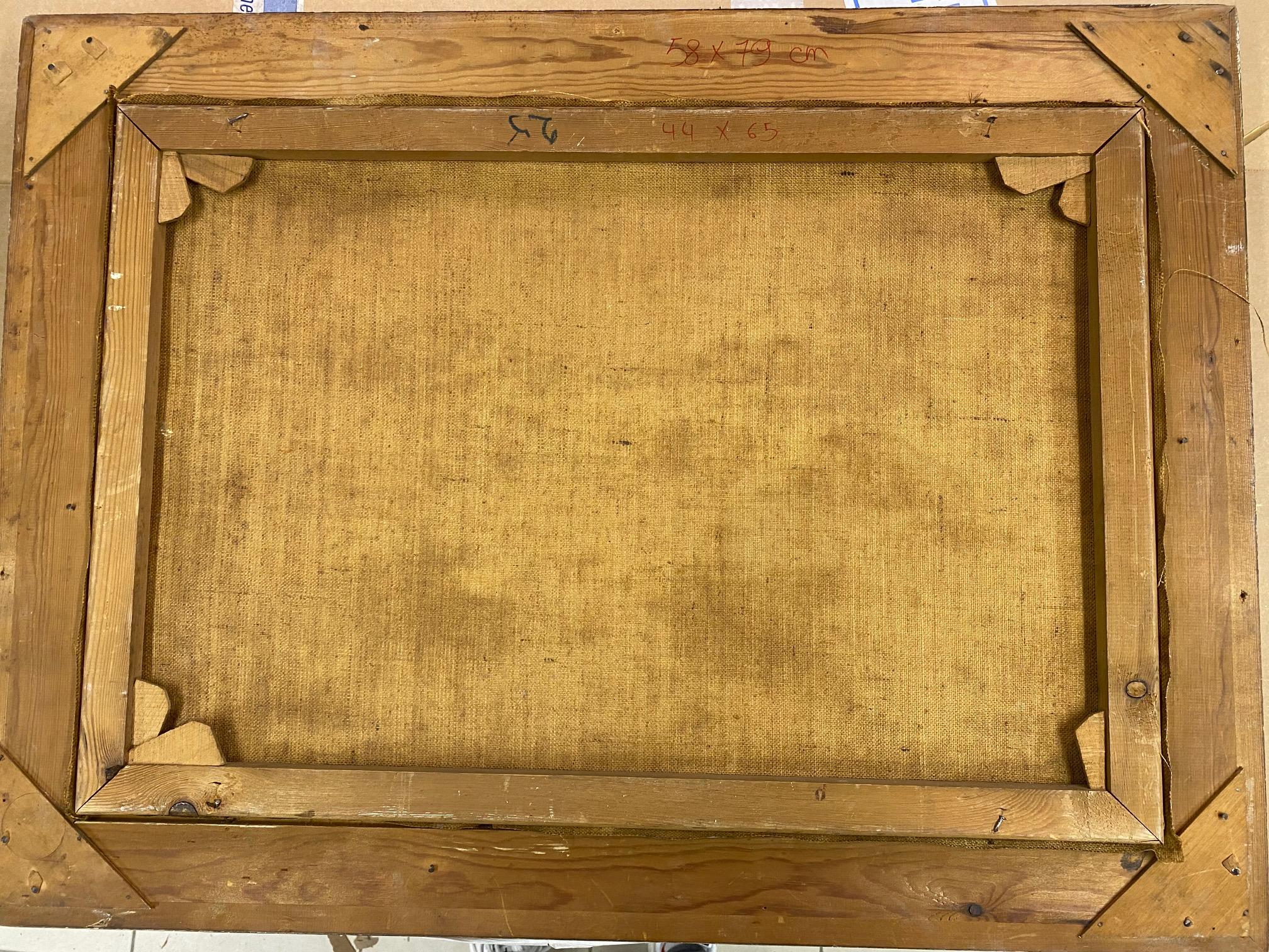 Óleo sobre lienzo con bastidor. Tamaño total con marco 58x79 cm 
La obra está en perfecto estado, el marco presenta un desgaste natural 