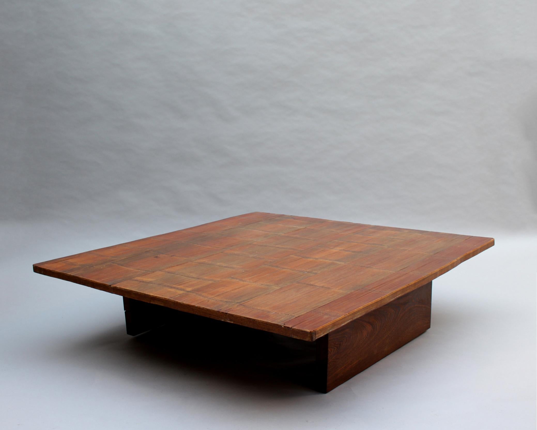 Belgian Axel Vervoordt, Large 1980s Coffee Table with a Bamboo Top in a Japanese Style