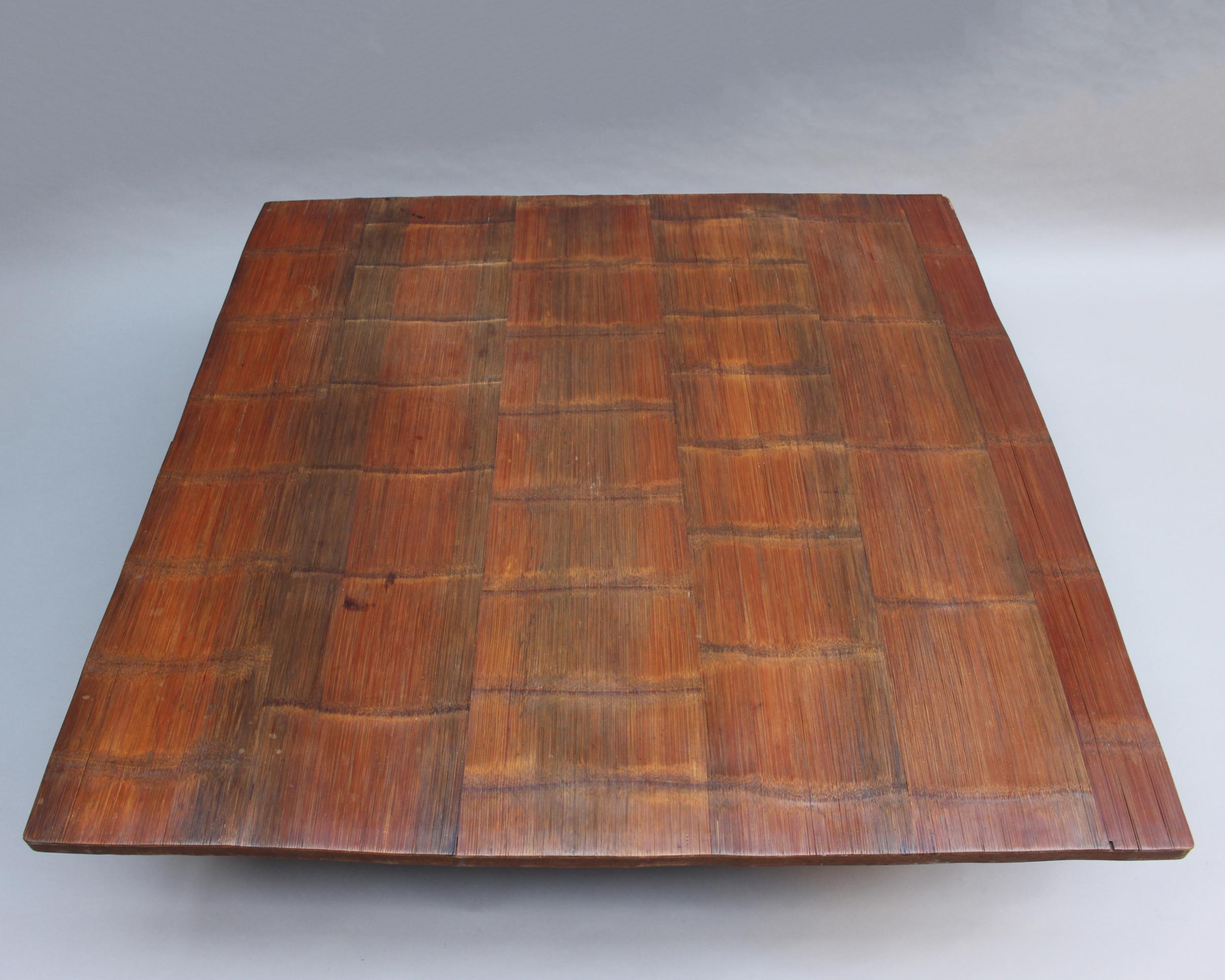Axel Vervoordt, Large 1980s Coffee Table with a Bamboo Top in a Japanese Style In Good Condition In Long Island City, NY