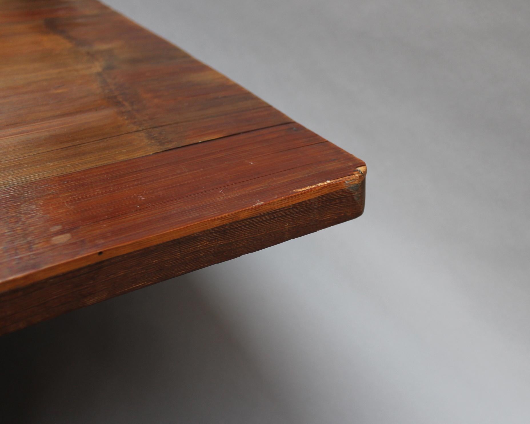 Wenge Axel Vervoordt, Large 1980s Coffee Table with a Bamboo Top in a Japanese Style