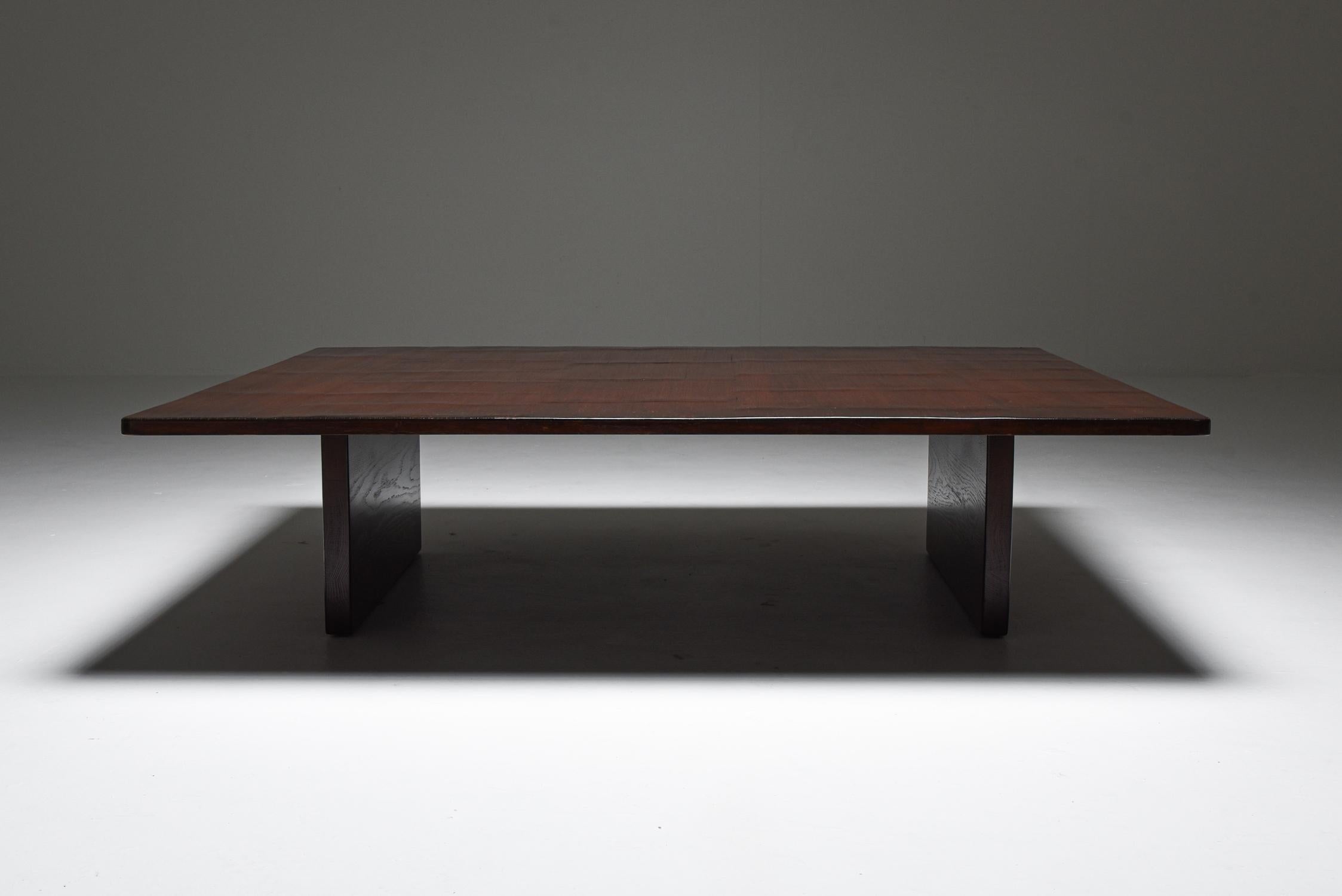 Japonisme Axel Vervoordt Stained Oak and Bamboo Coffee Table, 1980s