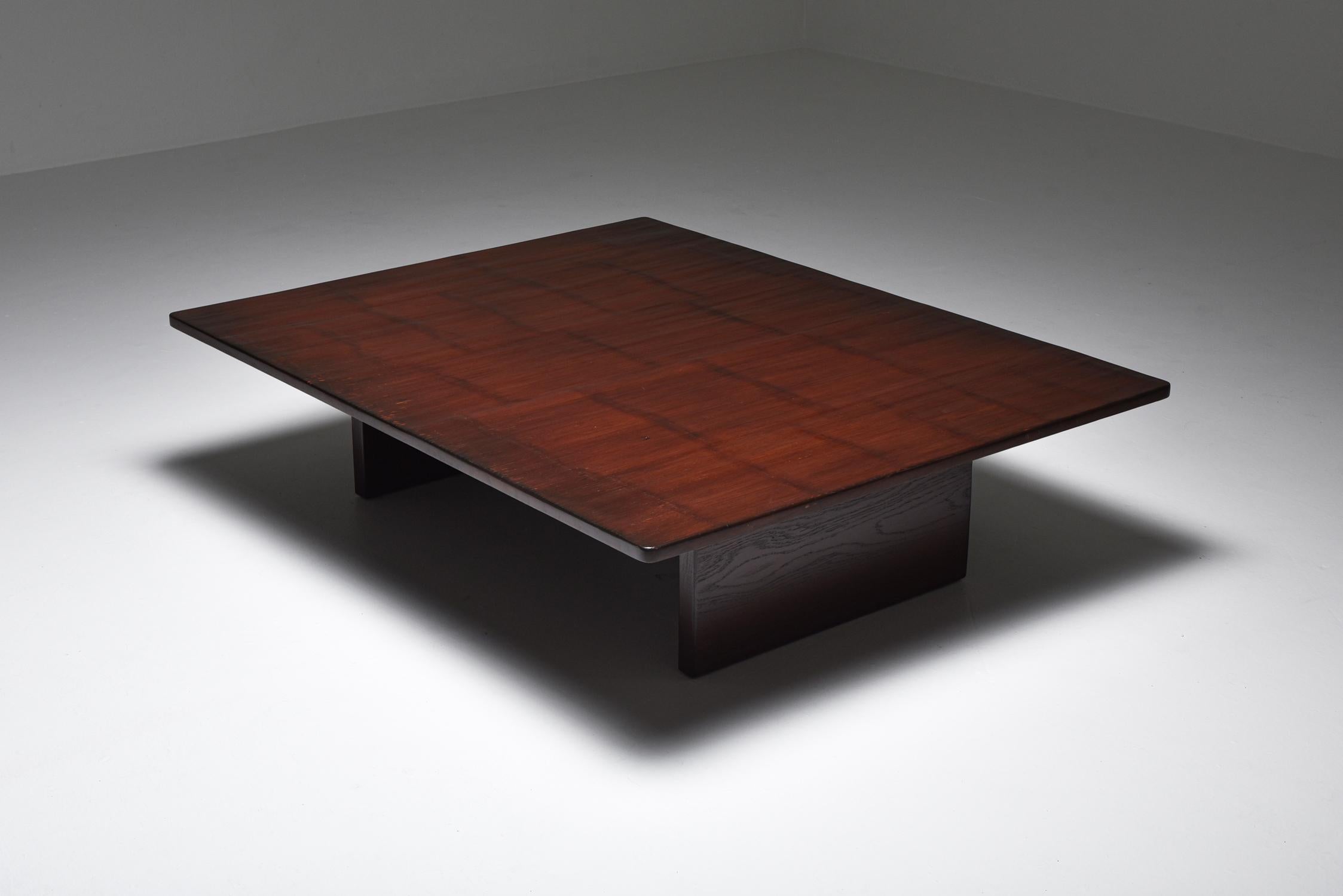Axel Vervoordt Stained Oak and Bamboo Coffee Table, 1980s In Excellent Condition In Antwerp, BE