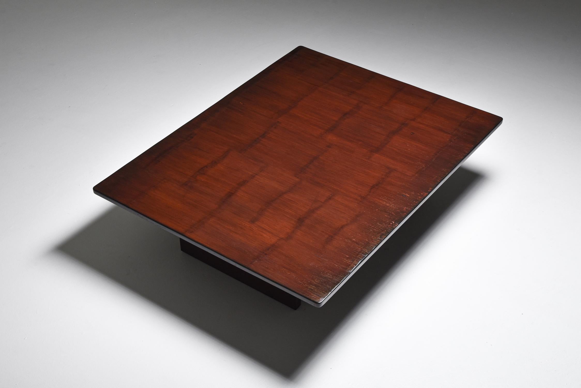 20th Century Axel Vervoordt Stained Oak and Bamboo Coffee Table, 1980s