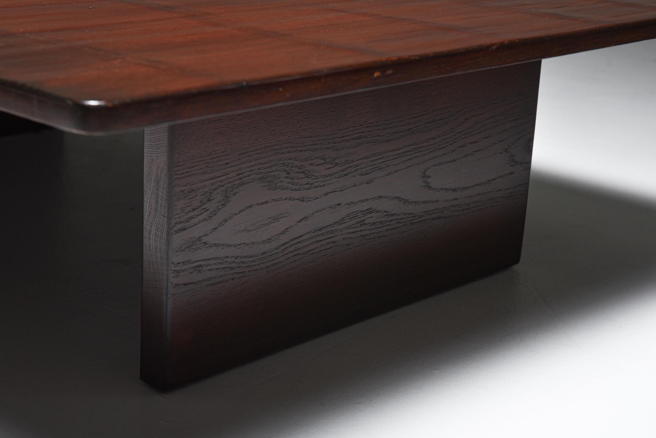 Axel Vervoordt Stained Oak and Bamboo Coffee Table, 1980s 1