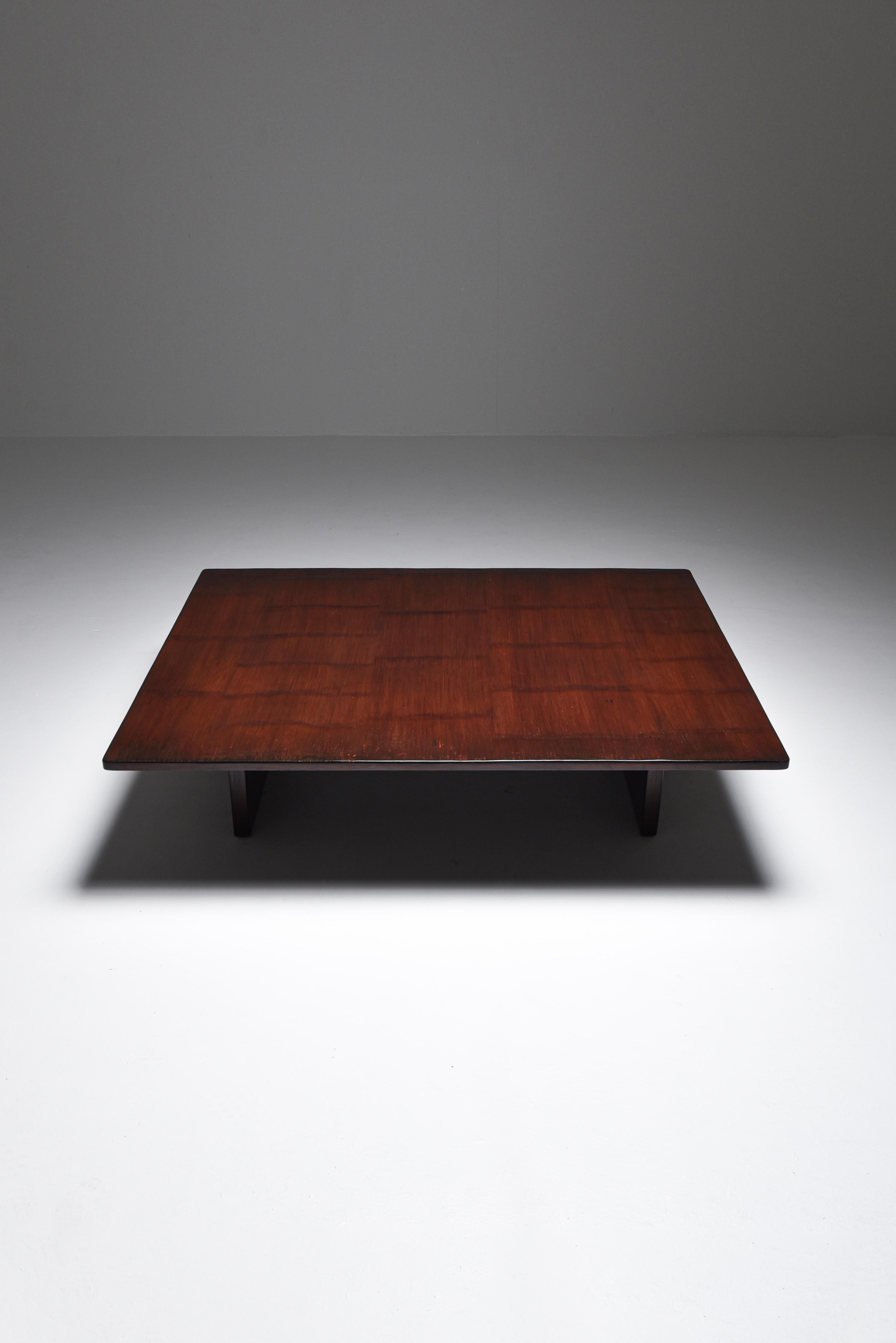 Axel Vervoordt Stained Oak and Bamboo Coffee Table, 1980s 3