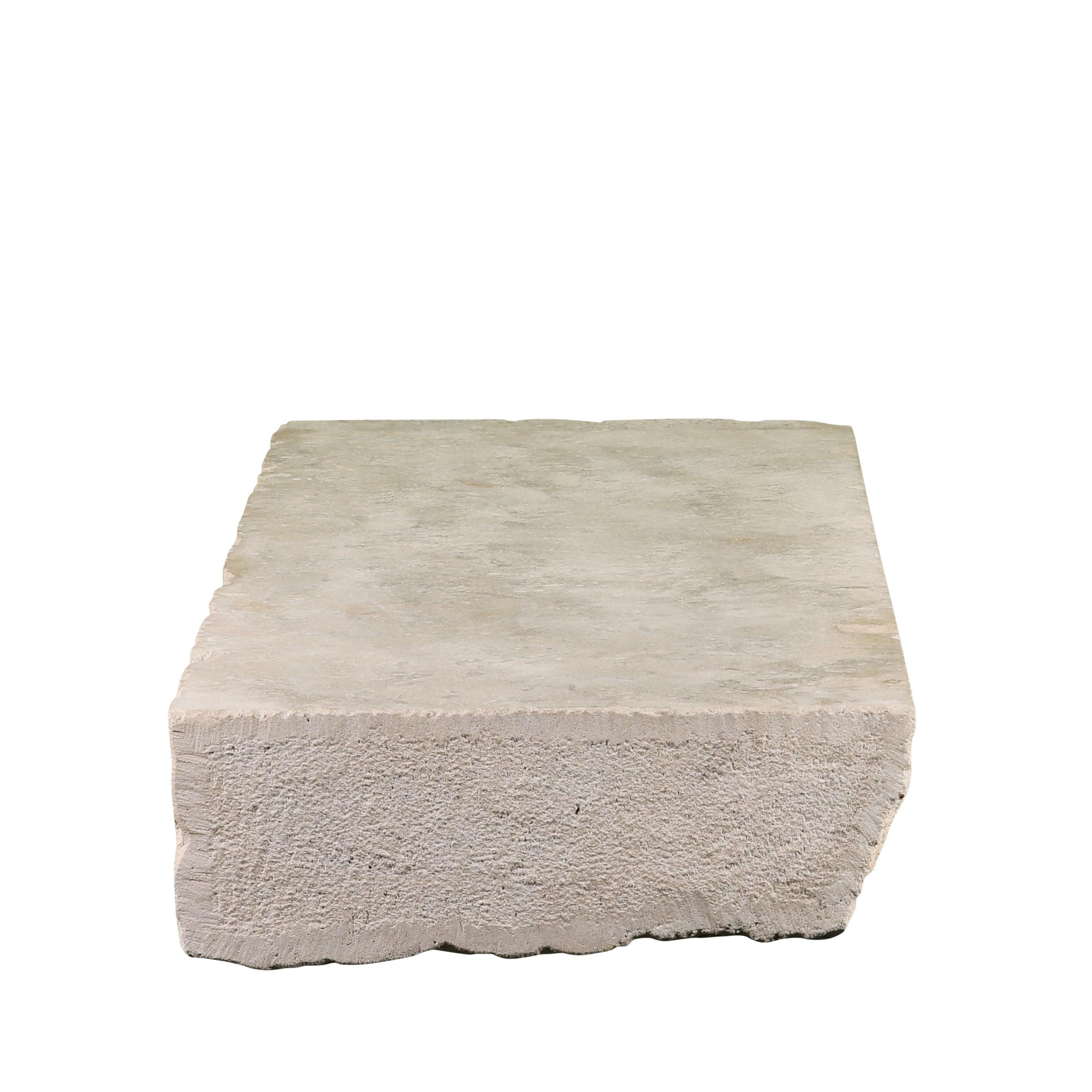 Axel-Vervoordt Style Fireplace Base In Off-White French Limestone In Excellent Condition For Sale In Beervelde, BE