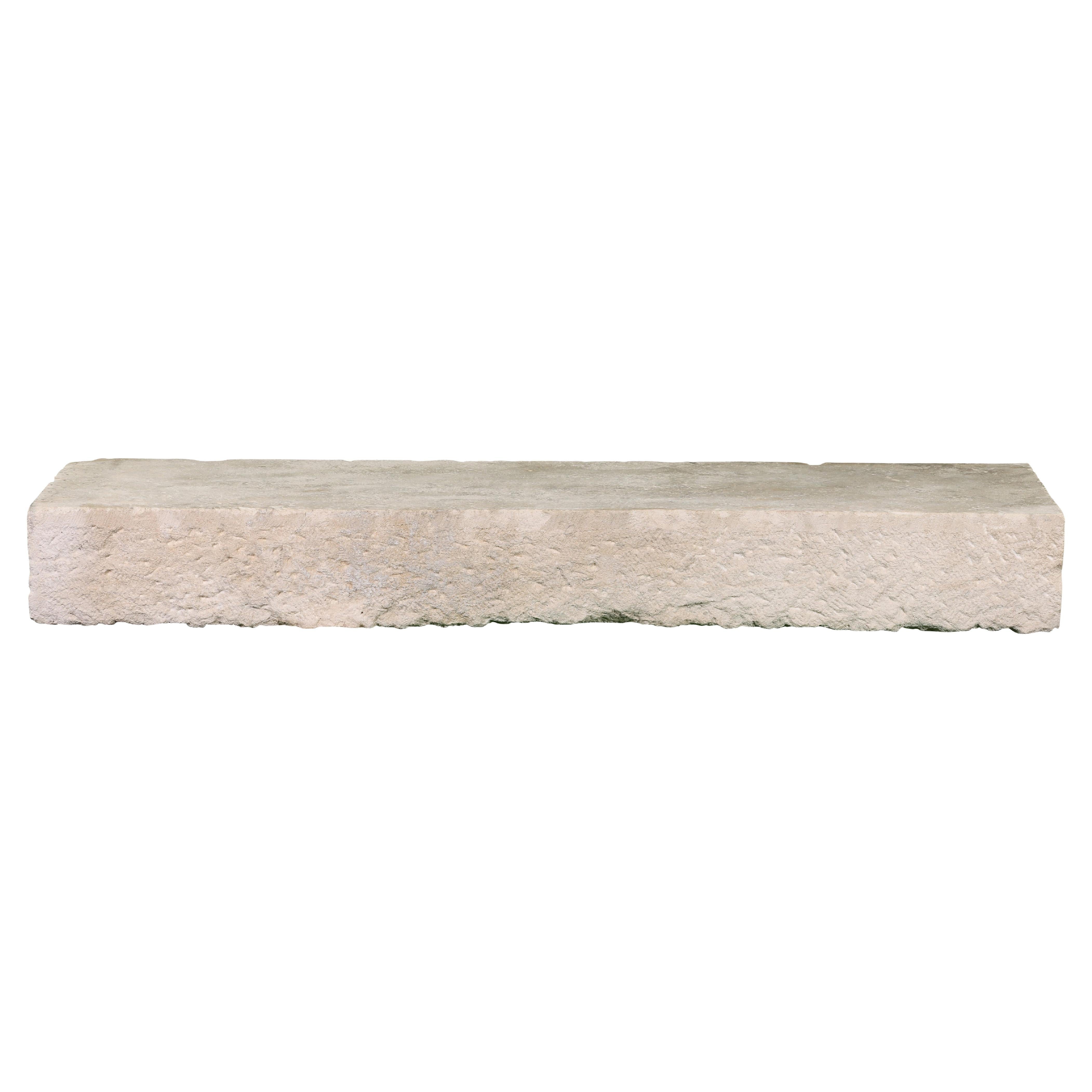 Axel-Vervoordt Style Fireplace Base In Off-White French Limestone For Sale