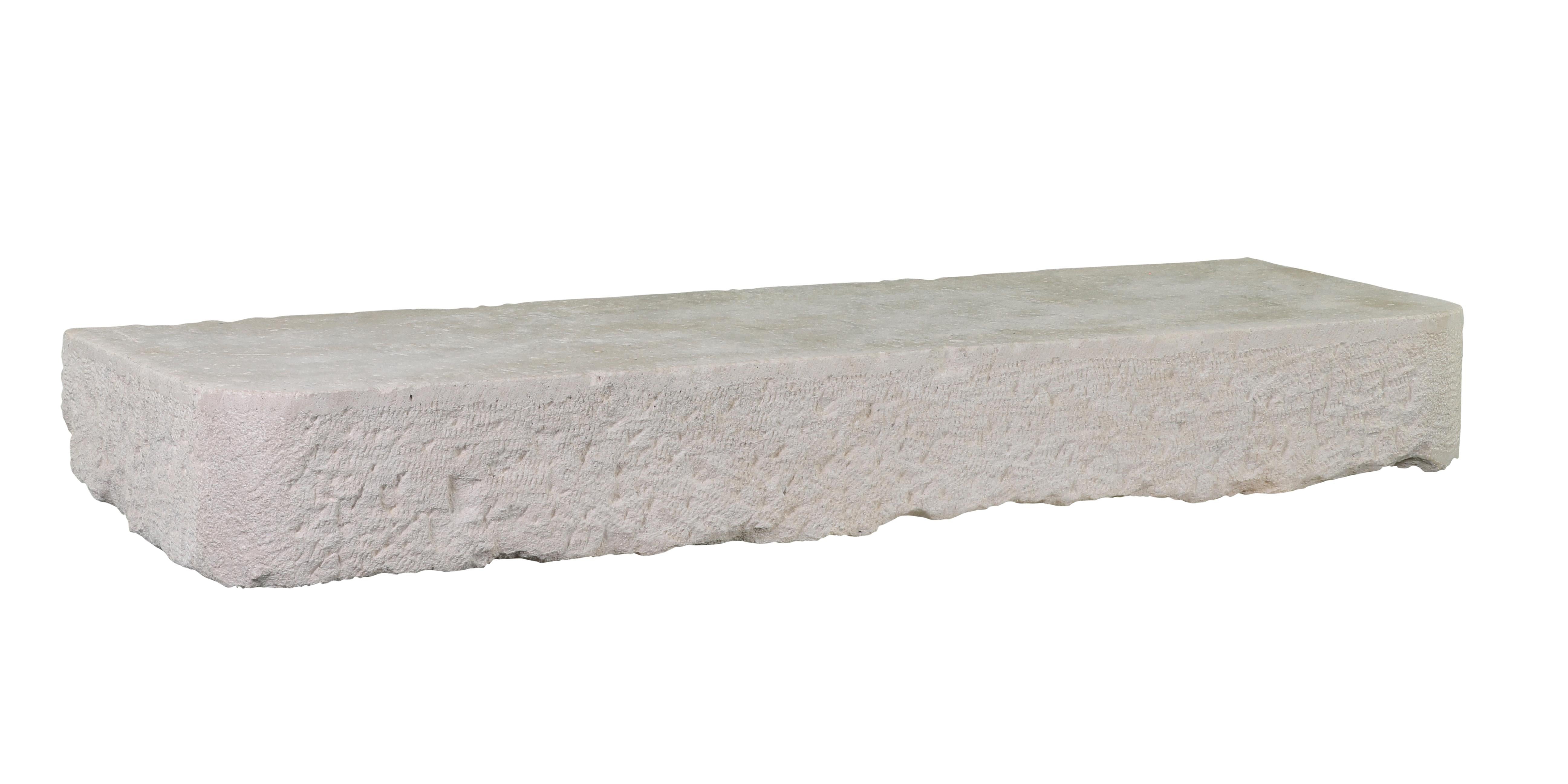 Axel-Vervoordt Style Fireplace Base Stone In Off-White French Limestone 8