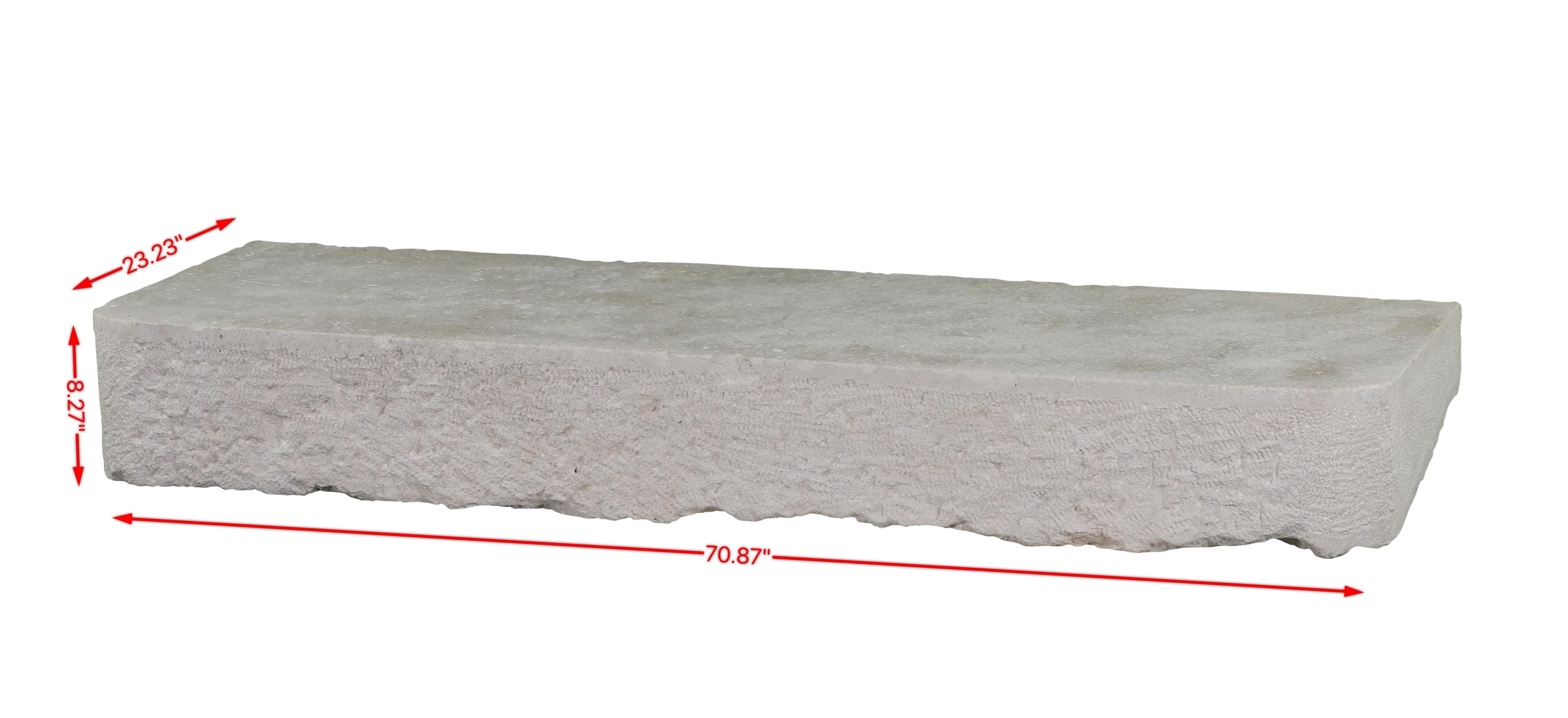 French Provincial Axel-Vervoordt Style Fireplace Base Stone In Off-White French Limestone