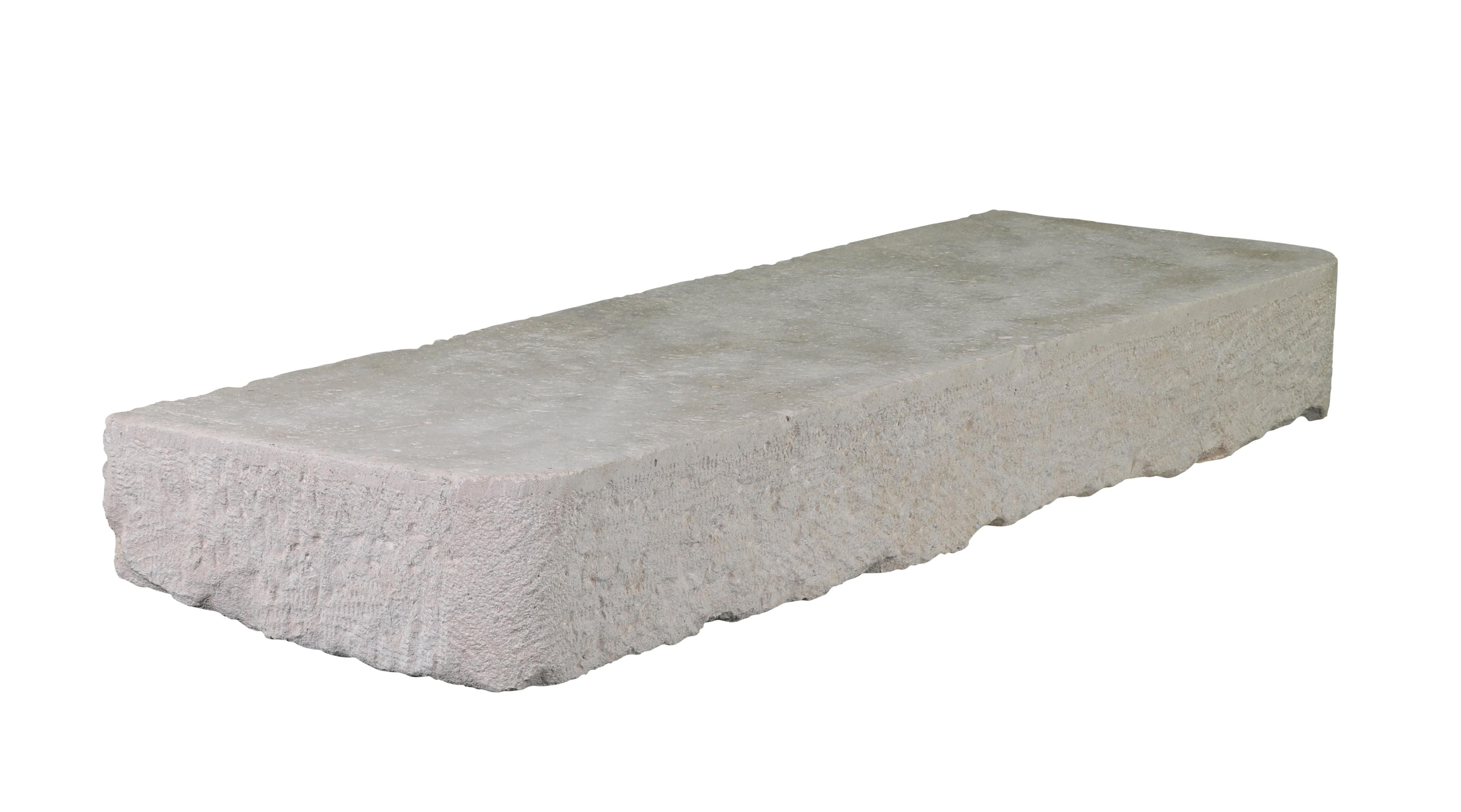 18th Century and Earlier Axel-Vervoordt Style Fireplace Base Stone In Off-White French Limestone