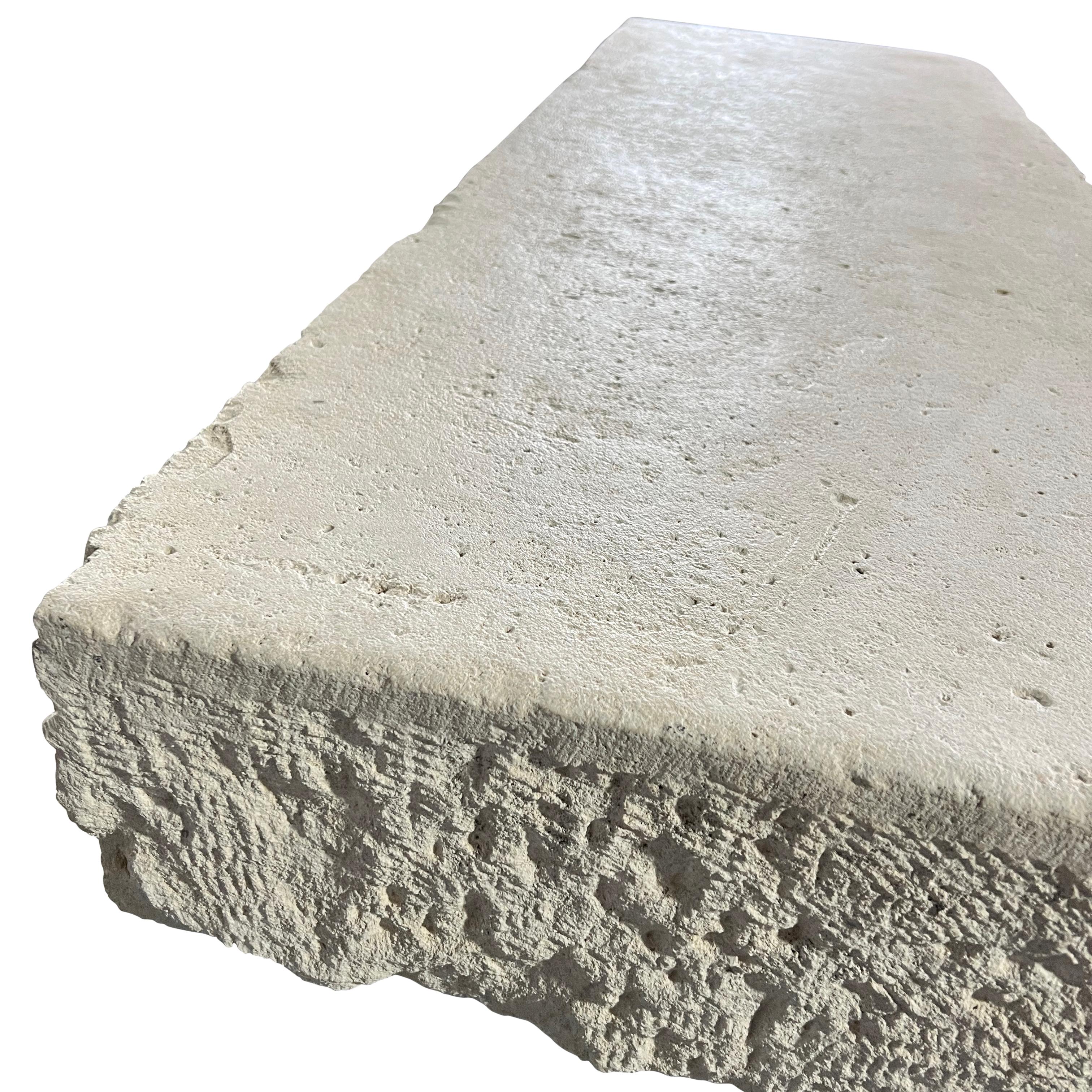 Axel-Vervoordt Style Fireplace Base Stone In Off-White French Limestone 1