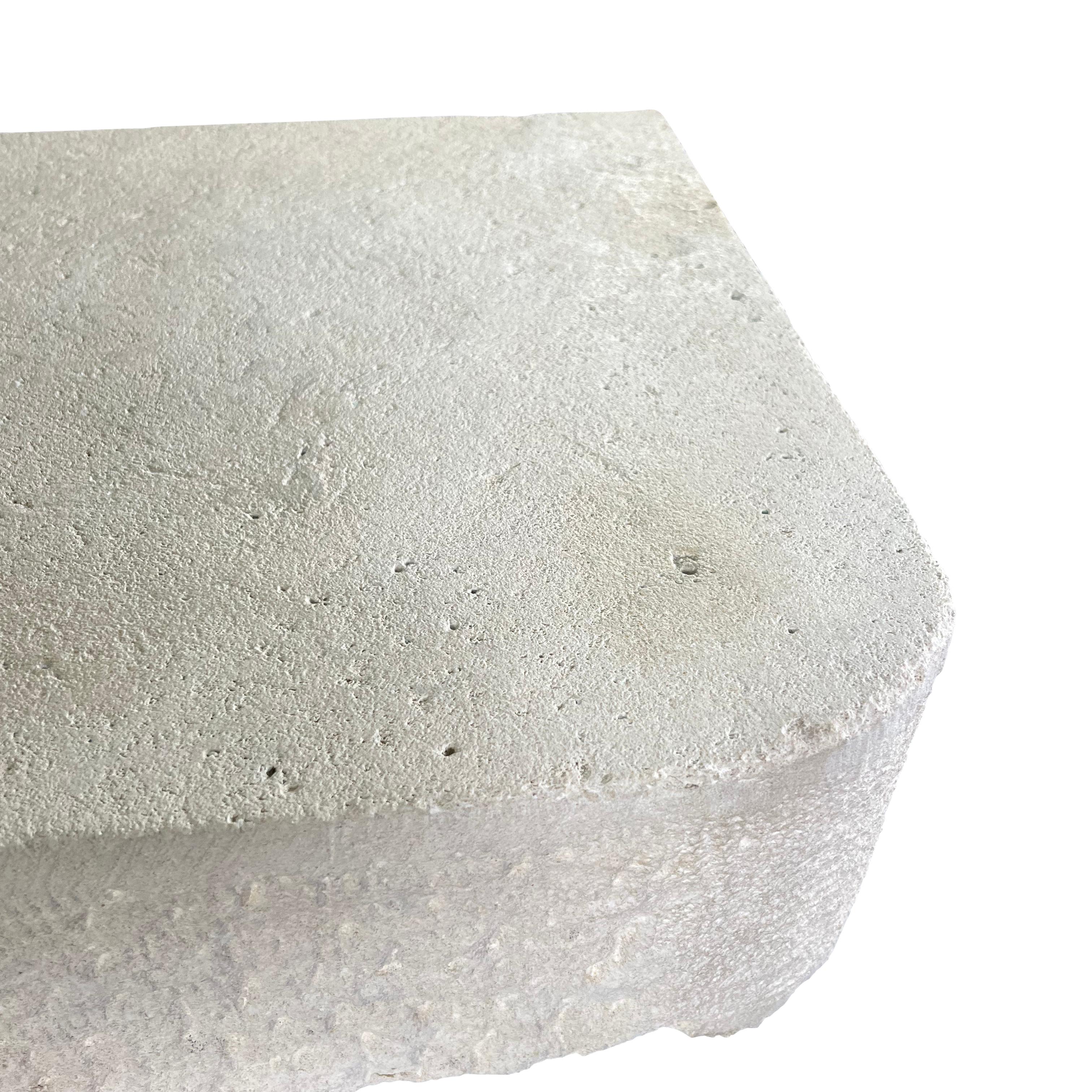 Axel-Vervoordt Style Fireplace Base Stone In Off-White French Limestone 3