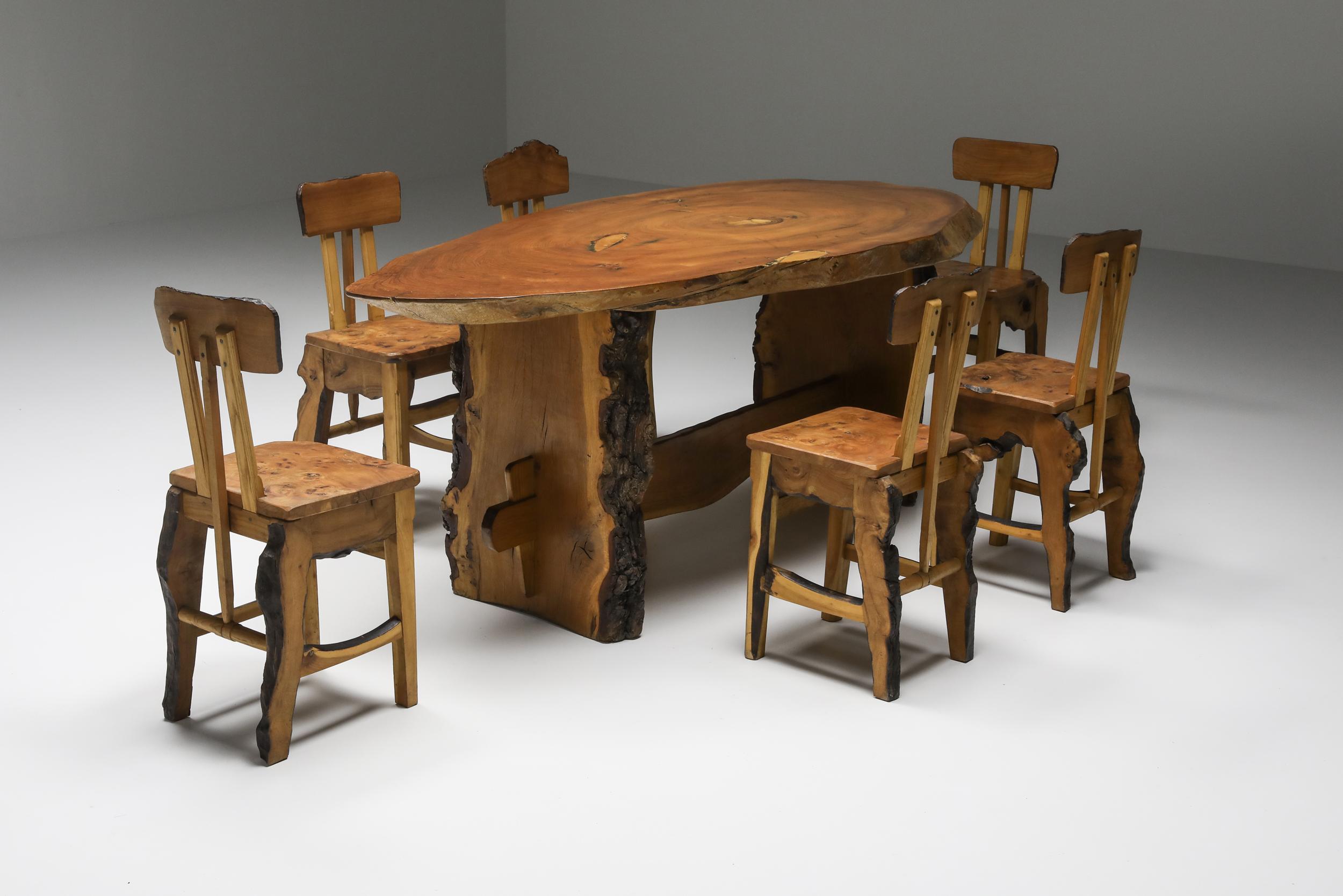 Axel Vervoordt Style Wabi-Sabi Dining Chairs, Atelier Marolles, 1960s 4