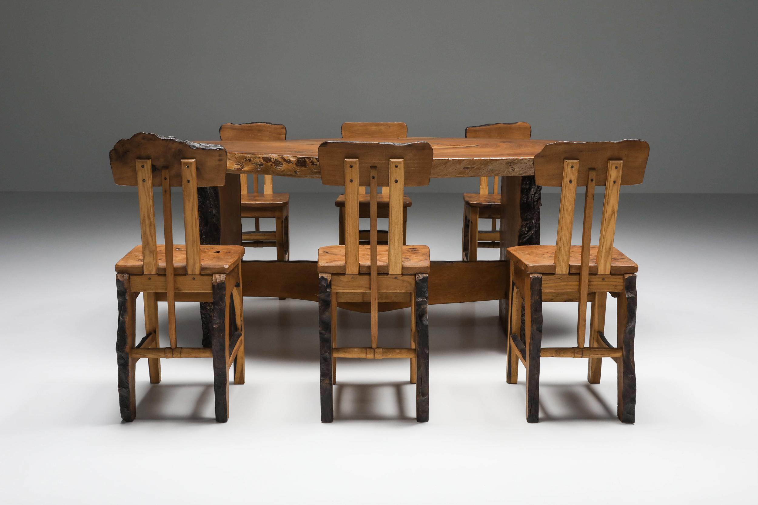 Elm Axel Vervoordt Style Wabi-Sabi Dining Table, Atelier Marolles, 1960s For Sale