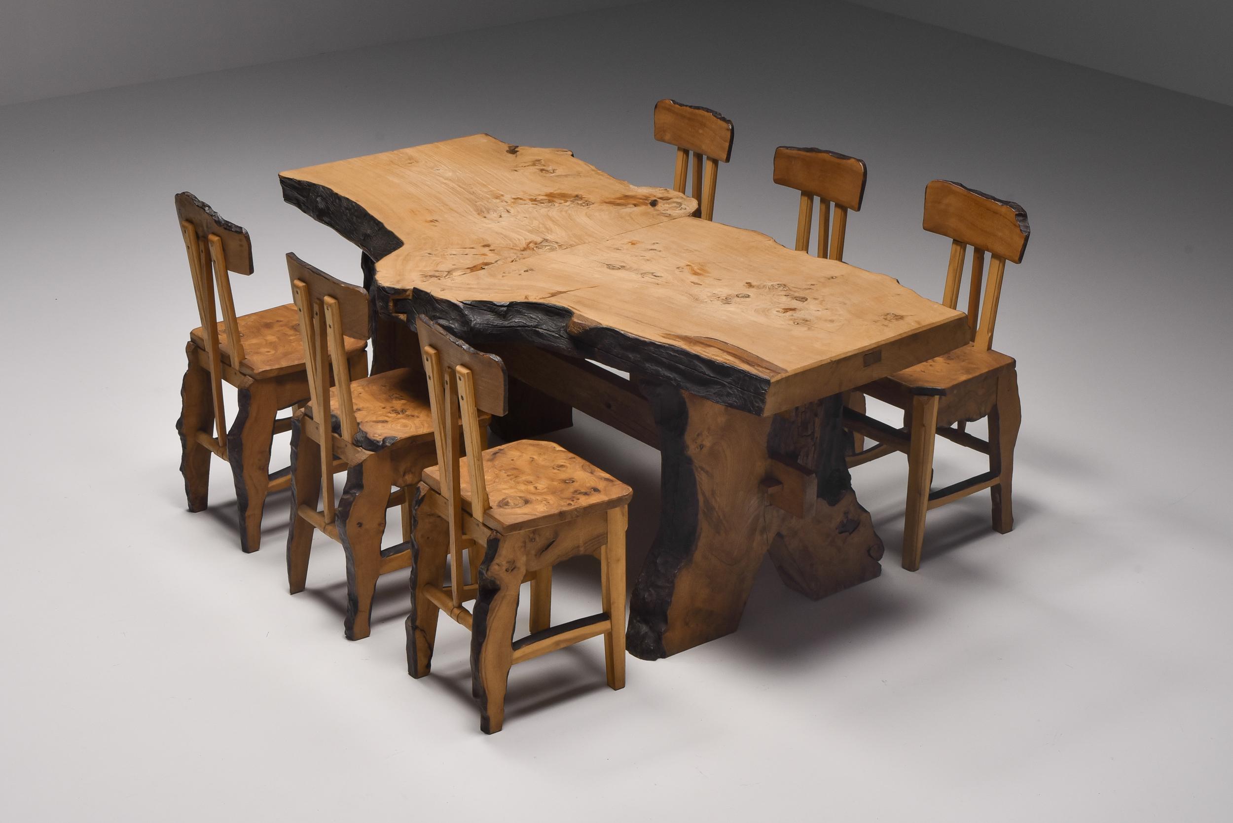 Mid-Century Modern Axel Vervoordt Style Wabi-Sabi Dining Table, Atelier Marolles, 1960s, Rustic