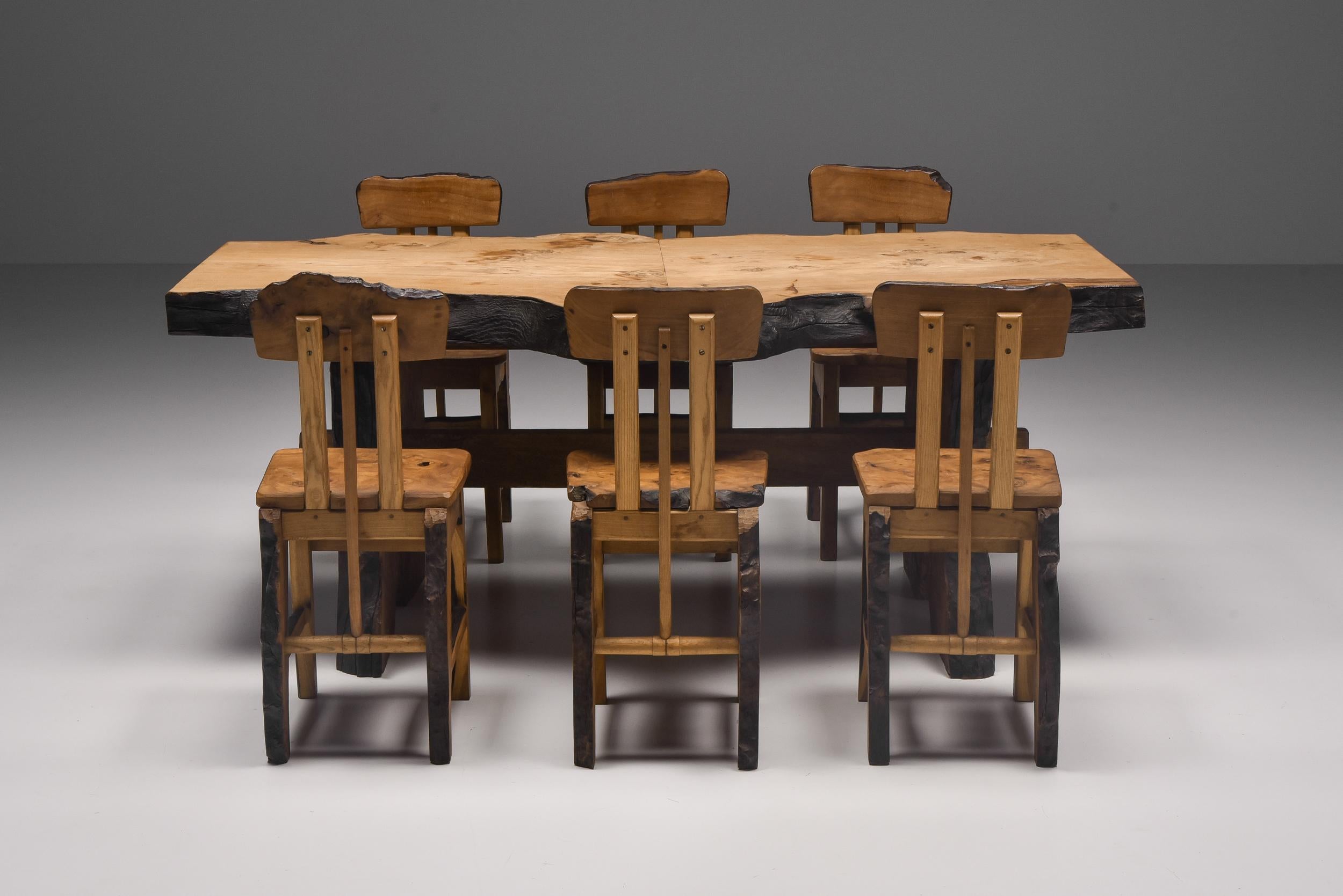 French Axel Vervoordt Style Wabi-Sabi Dining Table, Atelier Marolles, 1960s, Rustic