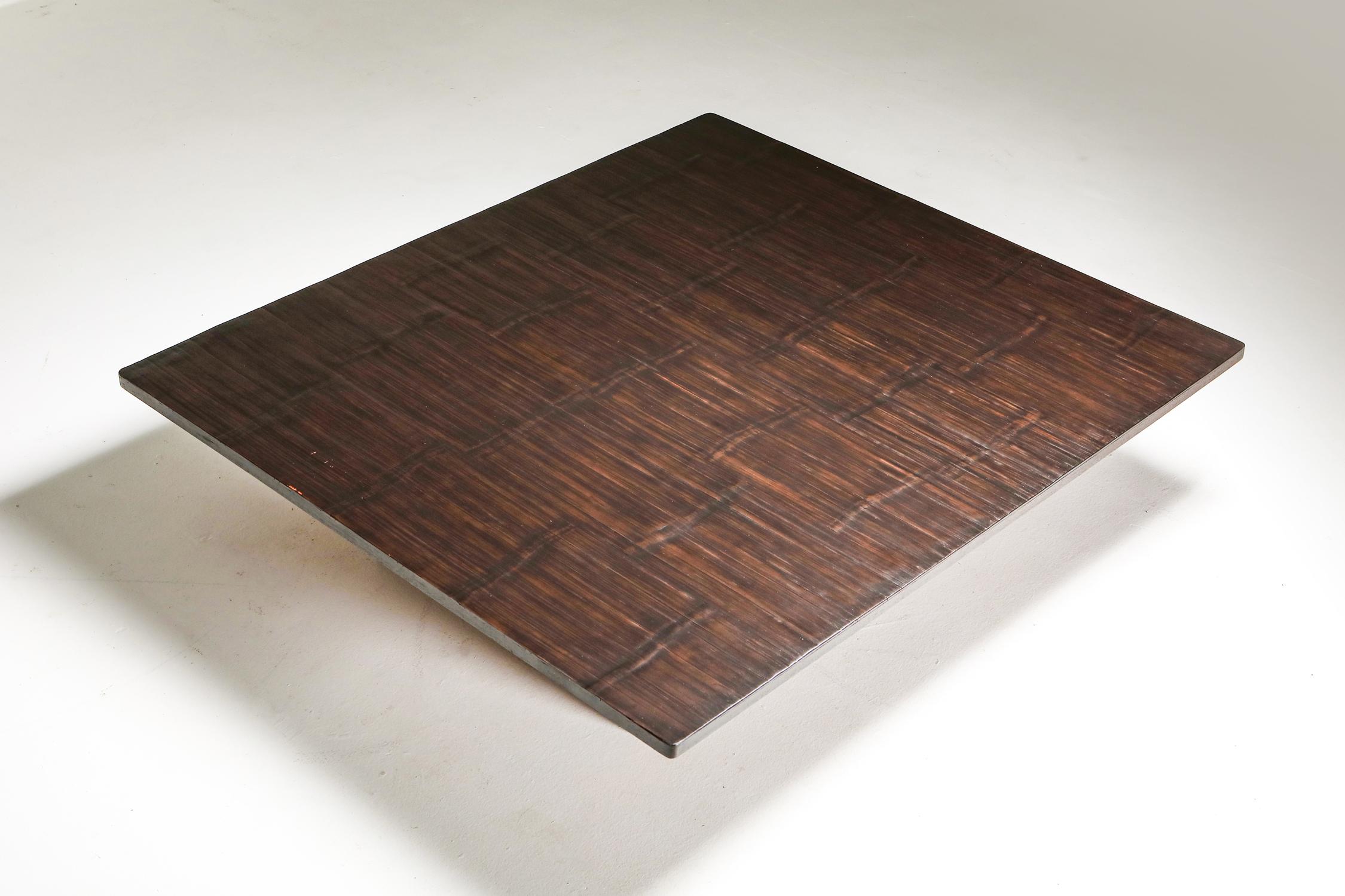 Japonisme Axel Vervoordt Wenge and Bamboo Coffee Table, 1980s