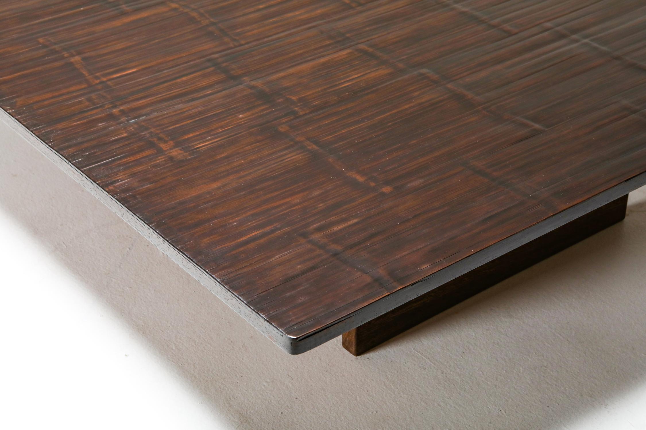 Belgian Axel Vervoordt Wenge and Bamboo Coffee Table, 1980s