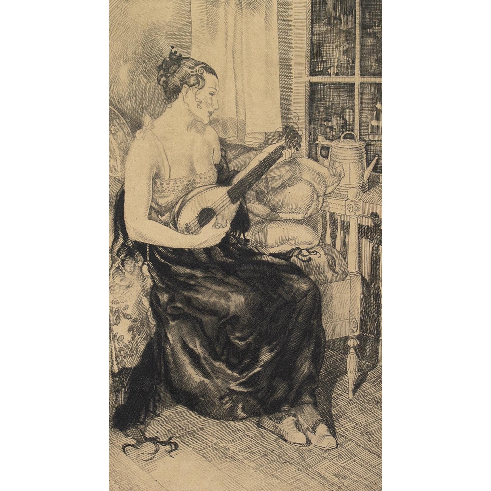 woman playing mandolin