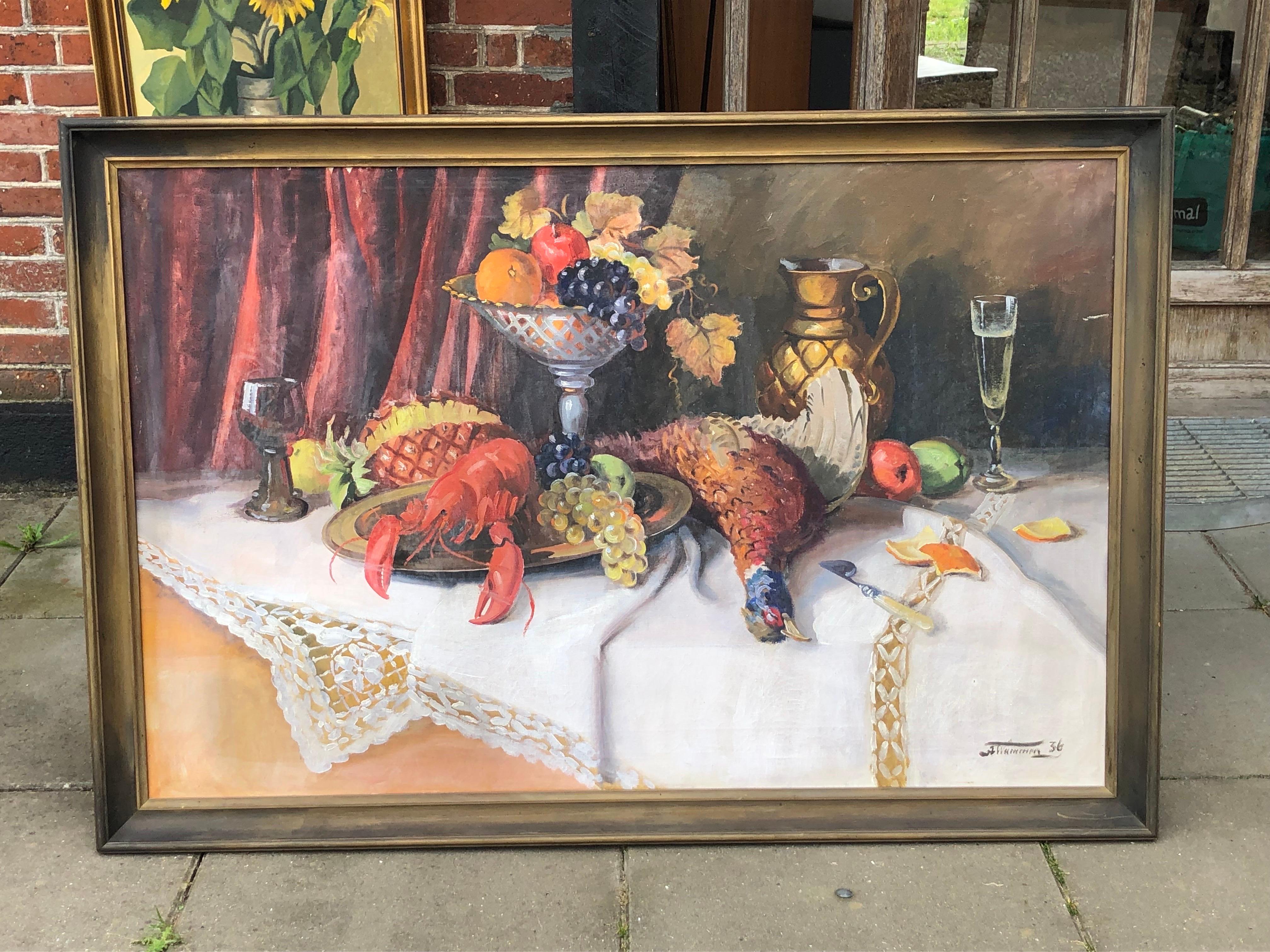 Axel Wammen Large Danish still life painting from the 1930ties In Good Condition For Sale In Vejle Øst, DK