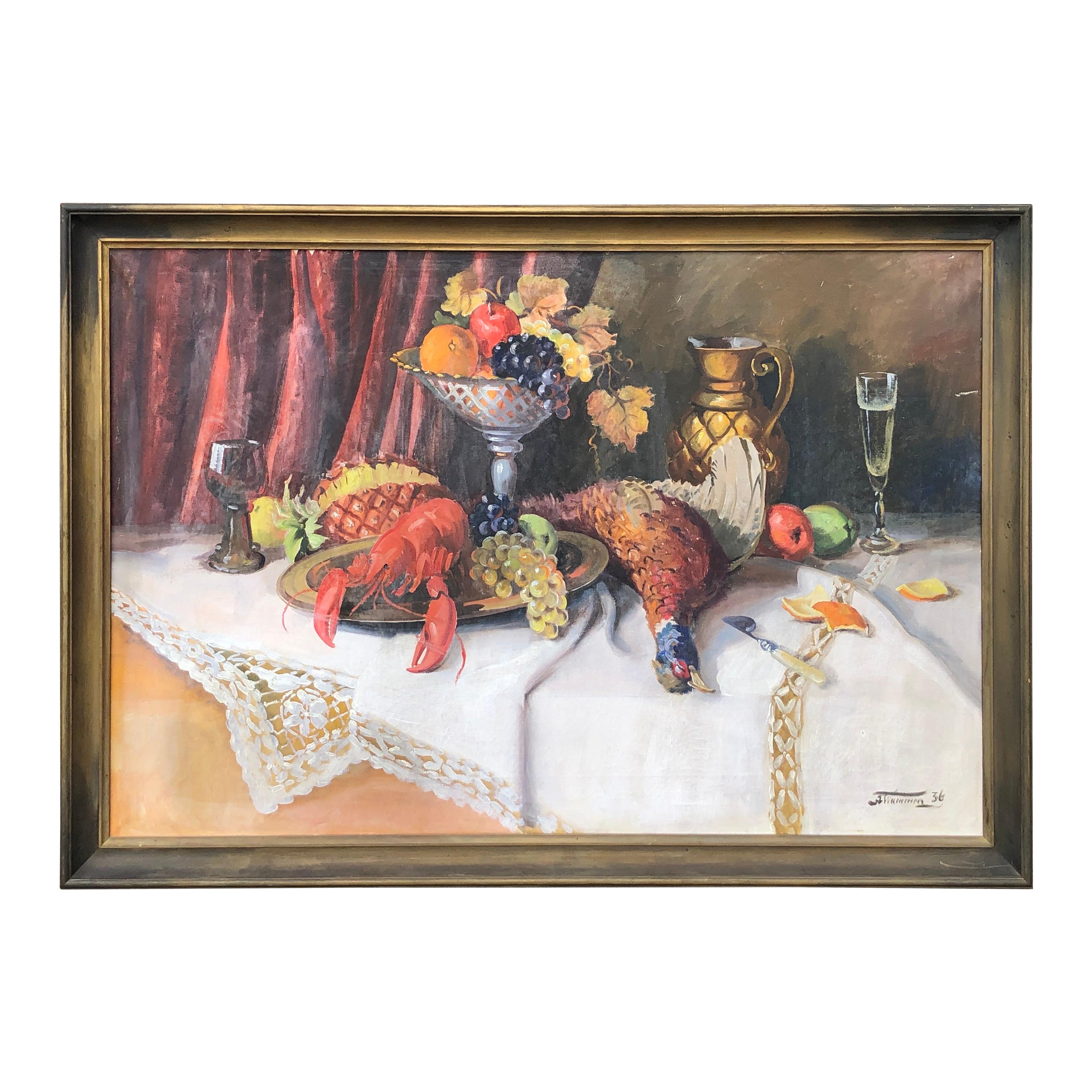 Axel Wammen Large Danish still life painting from the 1930ties For Sale