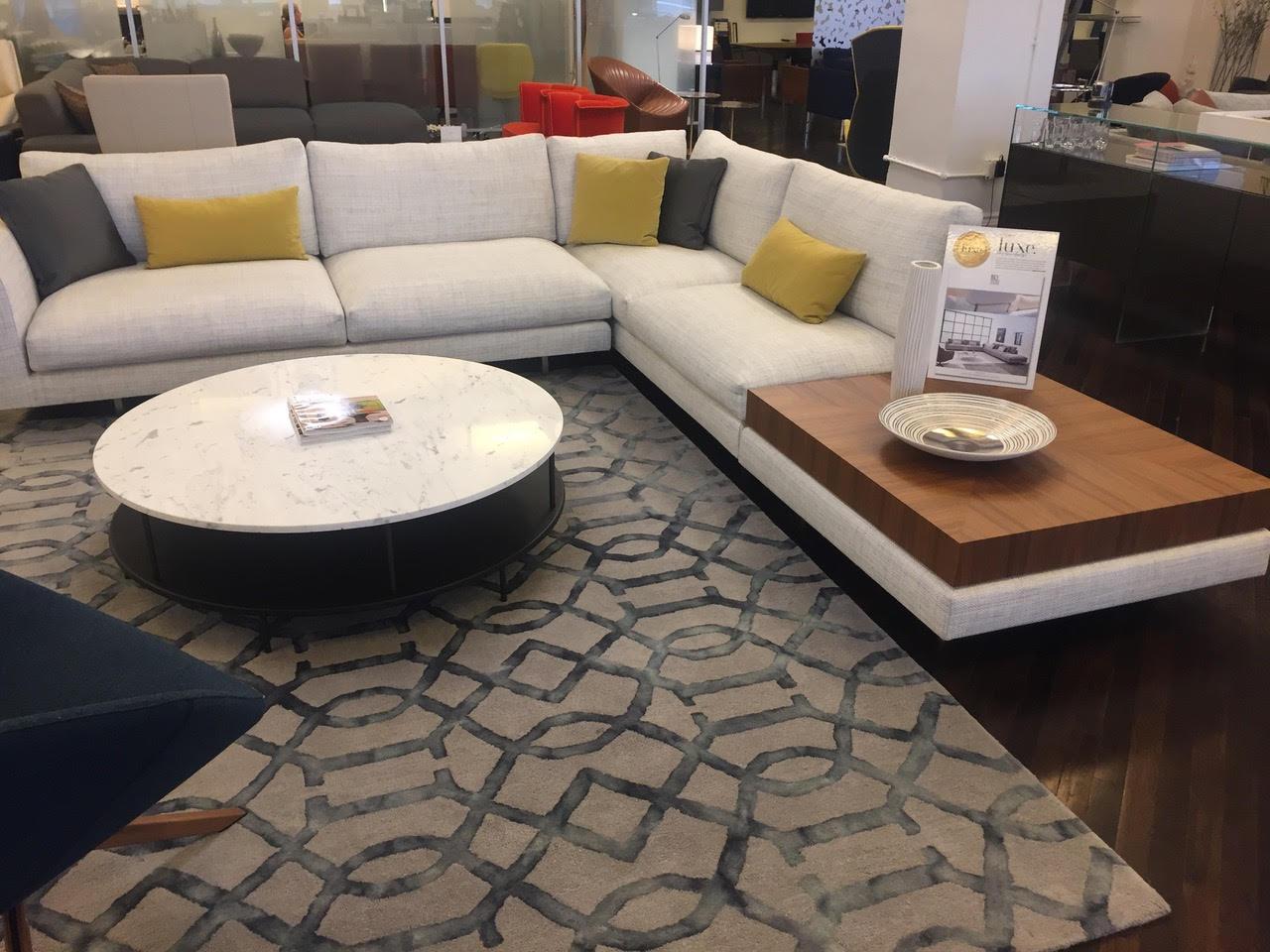 Modern Montis Axel XL Fabric Sectional Sofa with Walnut Table