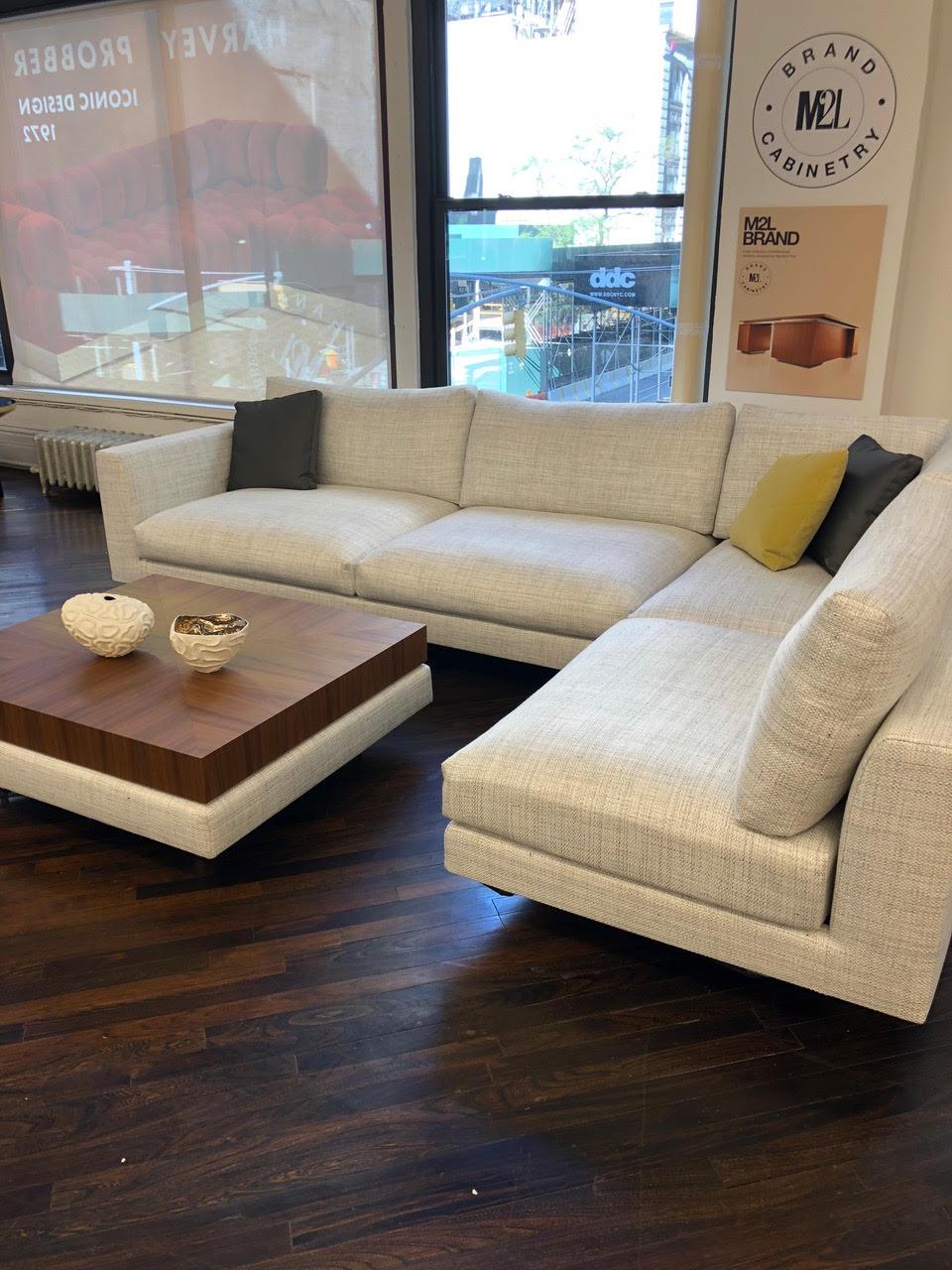 Dutch Montis Axel XL Fabric Sectional Sofa with Walnut Table