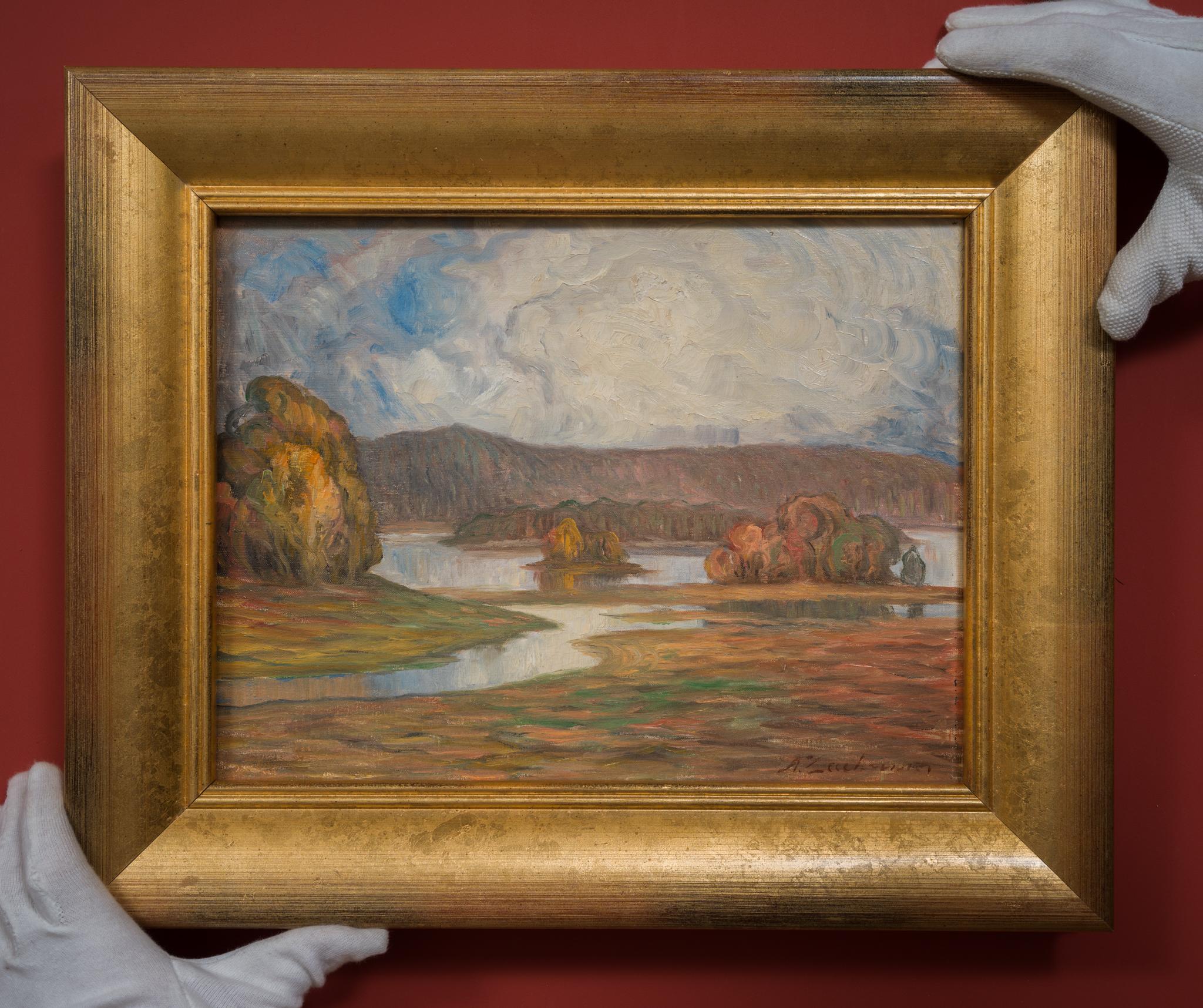 Autumn Landscape by Swedish Impressionist Painter Axel Zachrisson, c. 1920 For Sale 1
