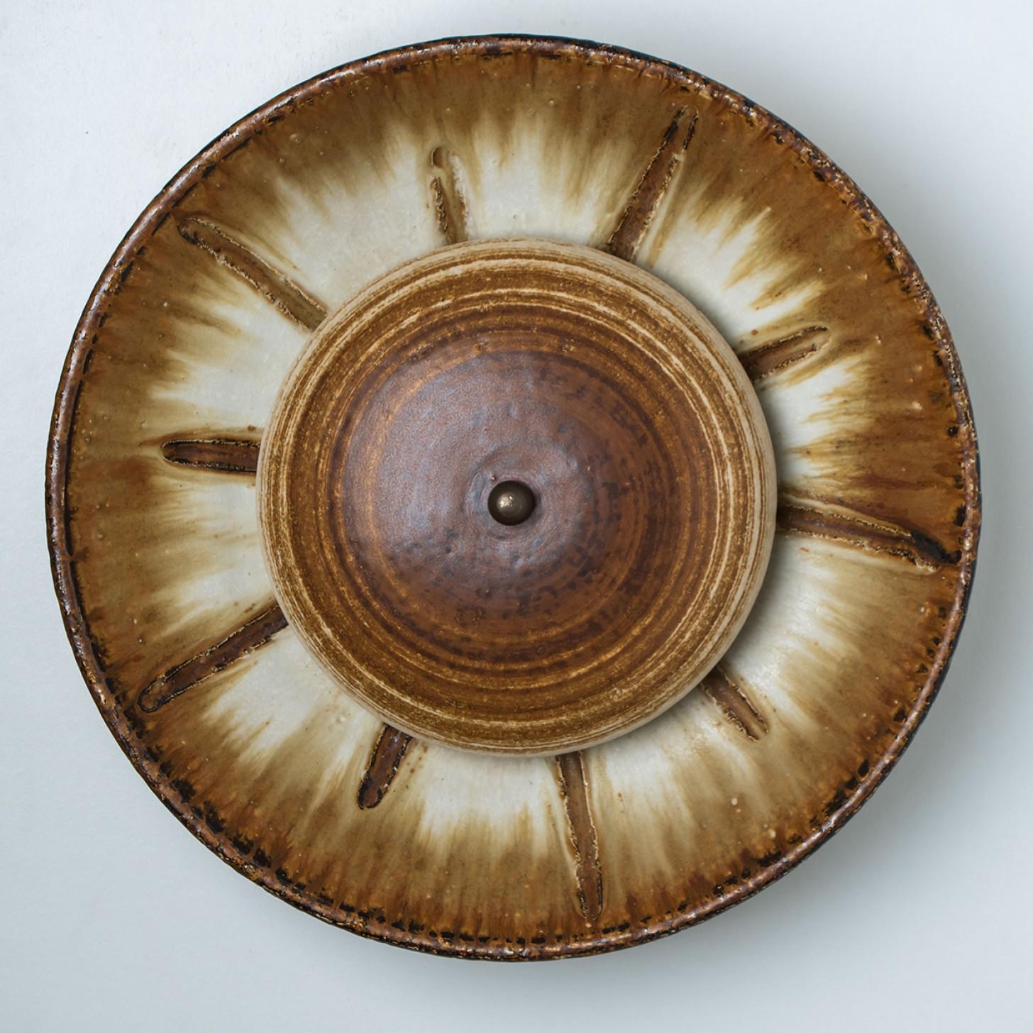 Other Axella Brown Beige Ceramic Wall Light, Denmark, 1970 For Sale