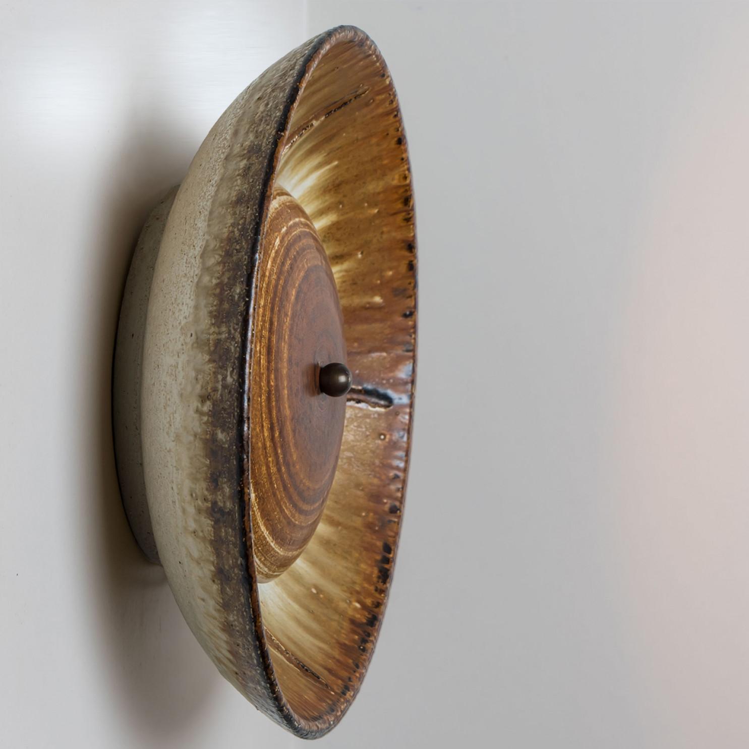 Axella Brown Beige Ceramic Wall Light, Denmark, 1970 For Sale 1