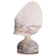 Axella Ceramic Beige Brown Lamp with Custom Shade Jette Helleroe, Denmark 1970