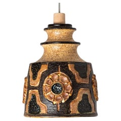 Axella Ceramic Brown Ceramic Pendant Light, Denmark, 1970