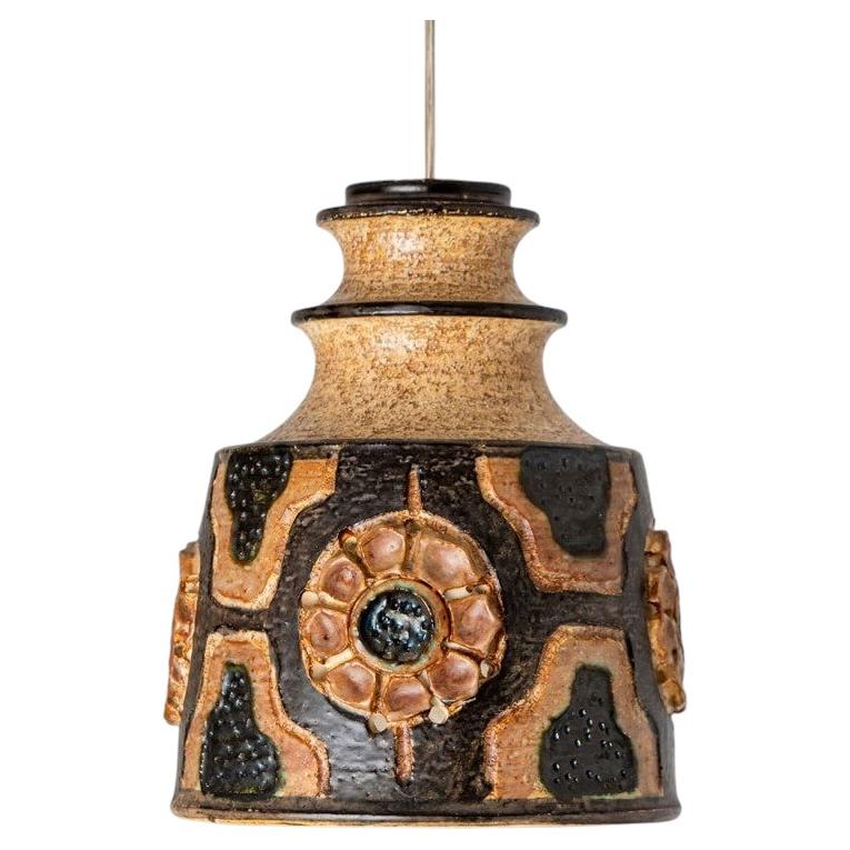 Lampada a sospensione in ceramica Axella Ceramic Brown, Danimarca, 1970
