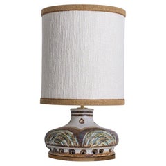 Axella Ceramic Lightblue Brown Lamp with Custom Shade by R. Houben, Denmark 1970