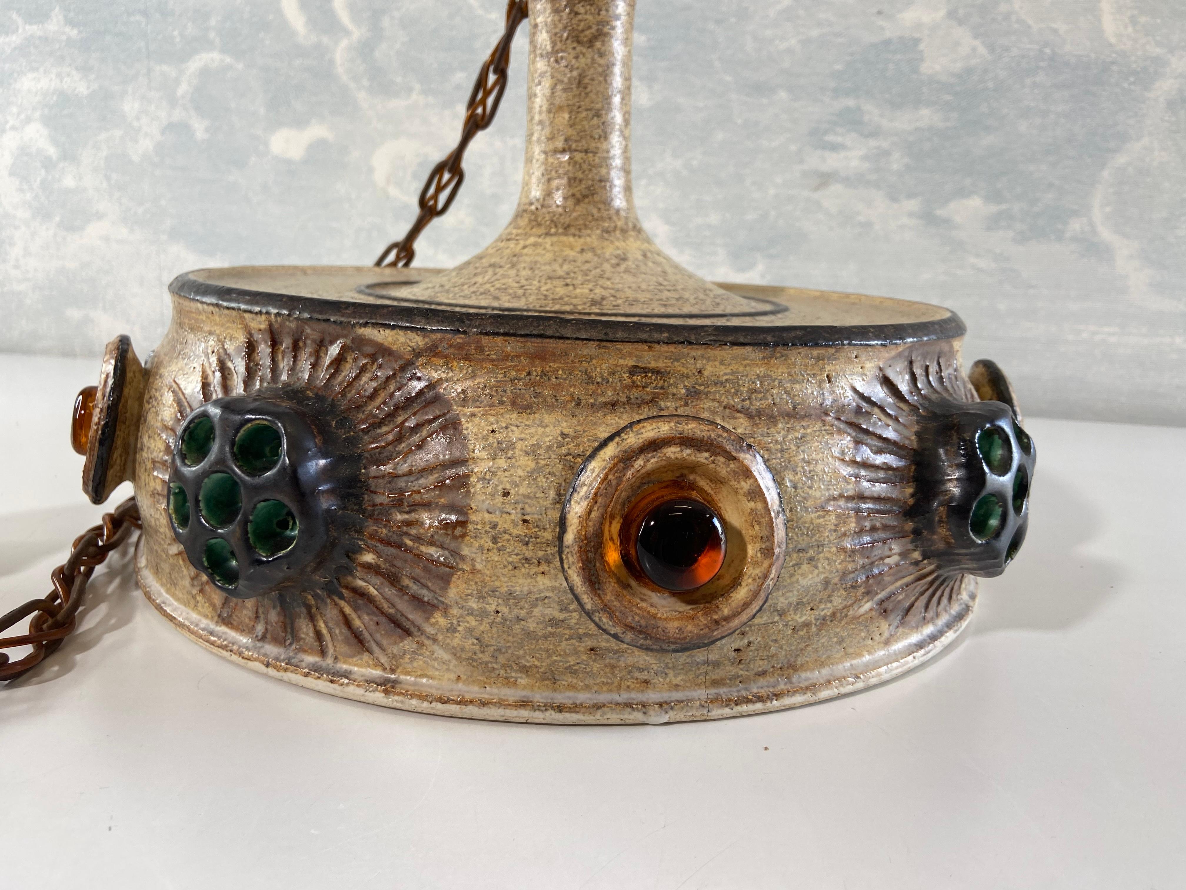 Lampada a sospensione in ceramica AXELLA di Jette Hellerøe, Danimarca, anni '70 in vendita 3