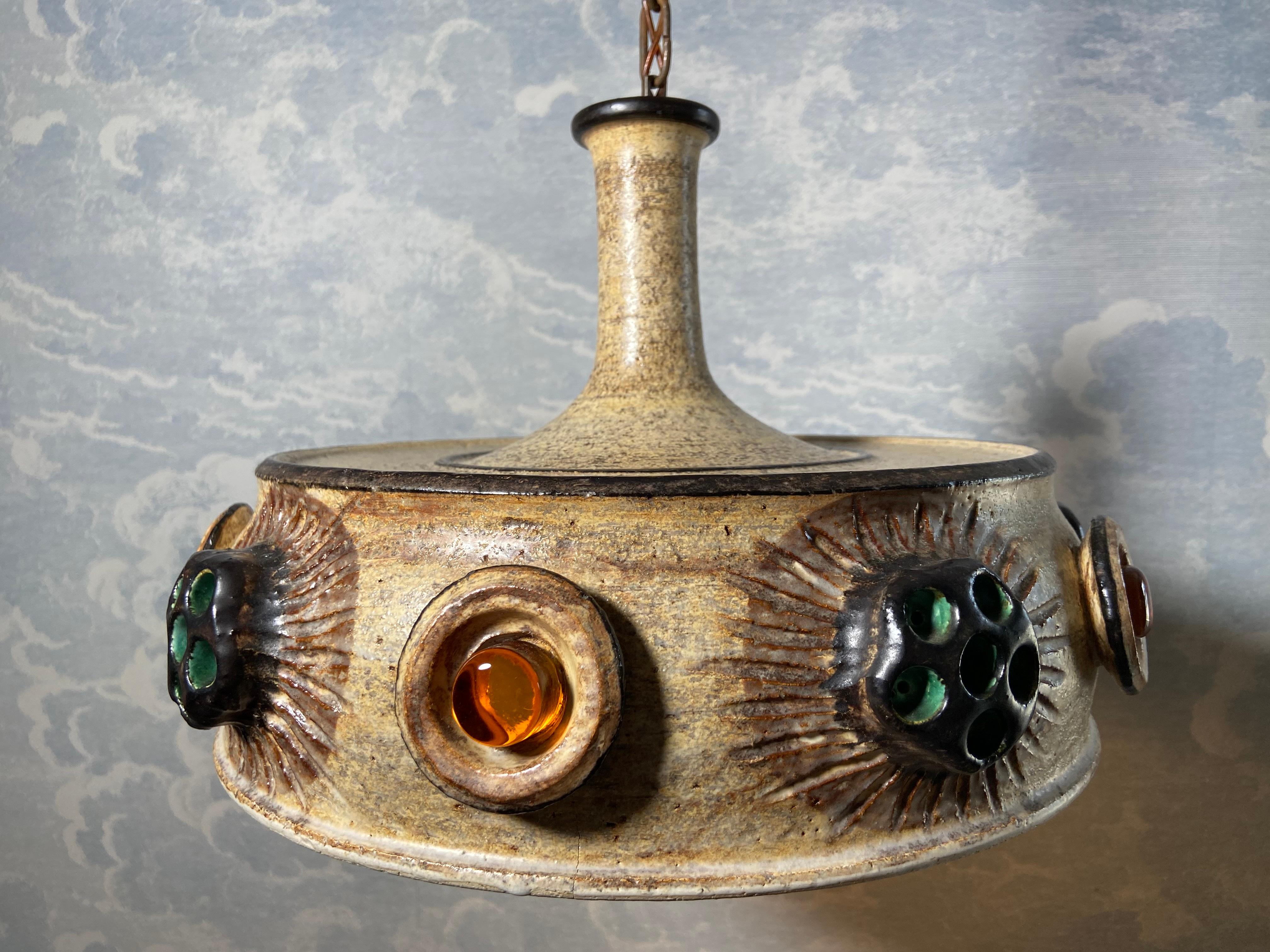 Lampada a sospensione in ceramica AXELLA di Jette Hellerøe, Danimarca, anni '70 in vendita 5