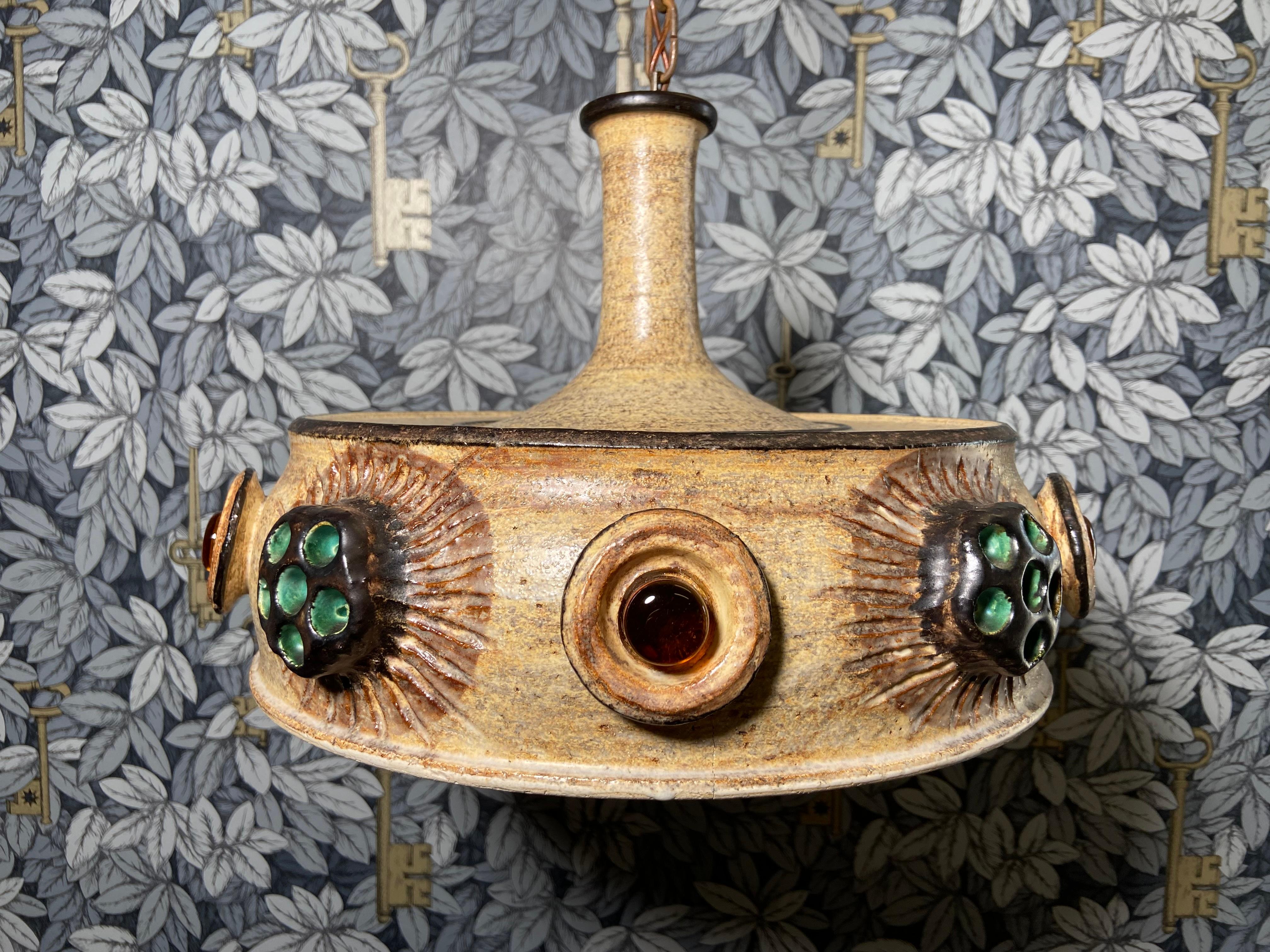 Lampada a sospensione in ceramica AXELLA di Jette Hellerøe, Danimarca, anni '70 in vendita 6